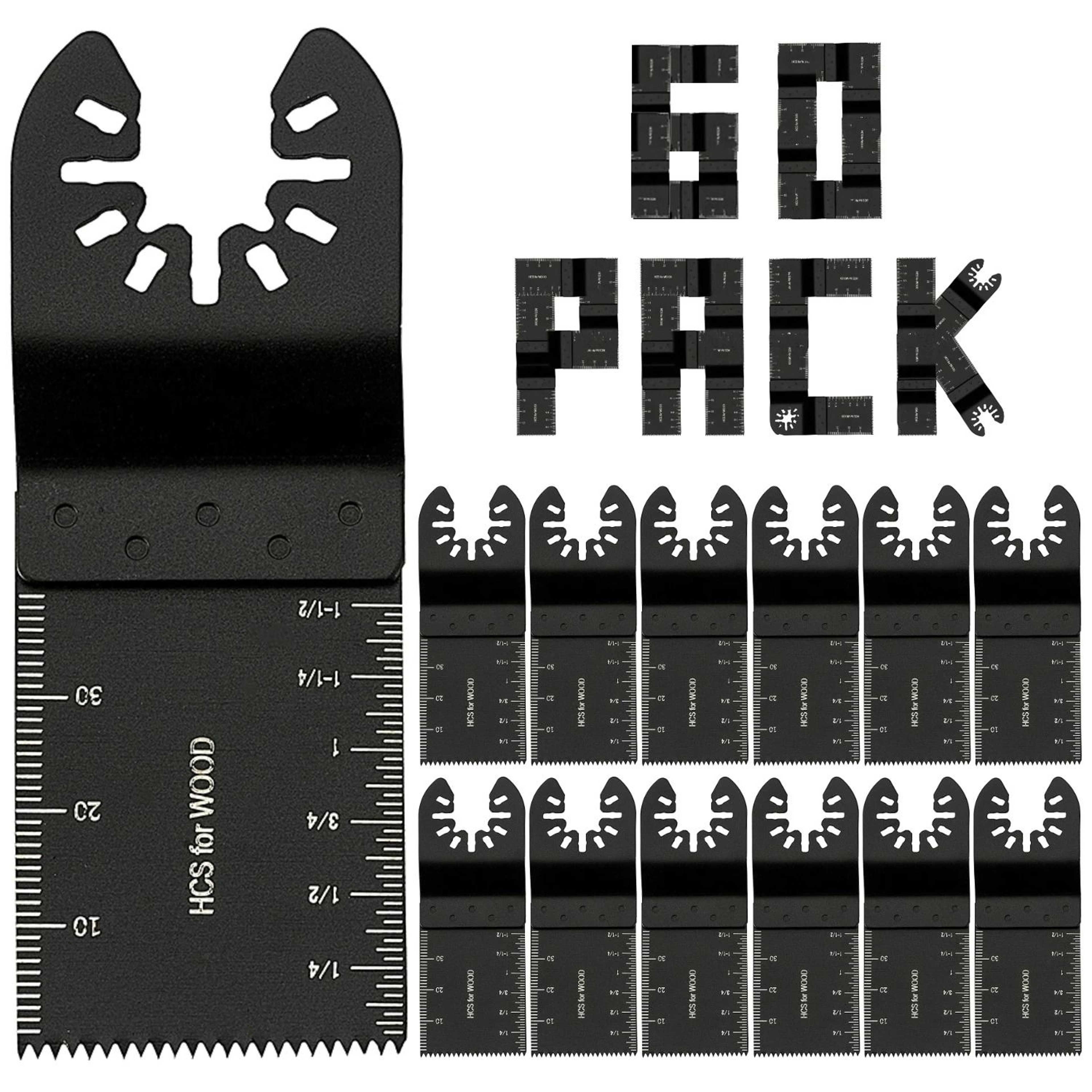 60Piece MultiFunction Oscillating MultiTool Saw Blade Set  Universal Renovator Cutter Matrix 7