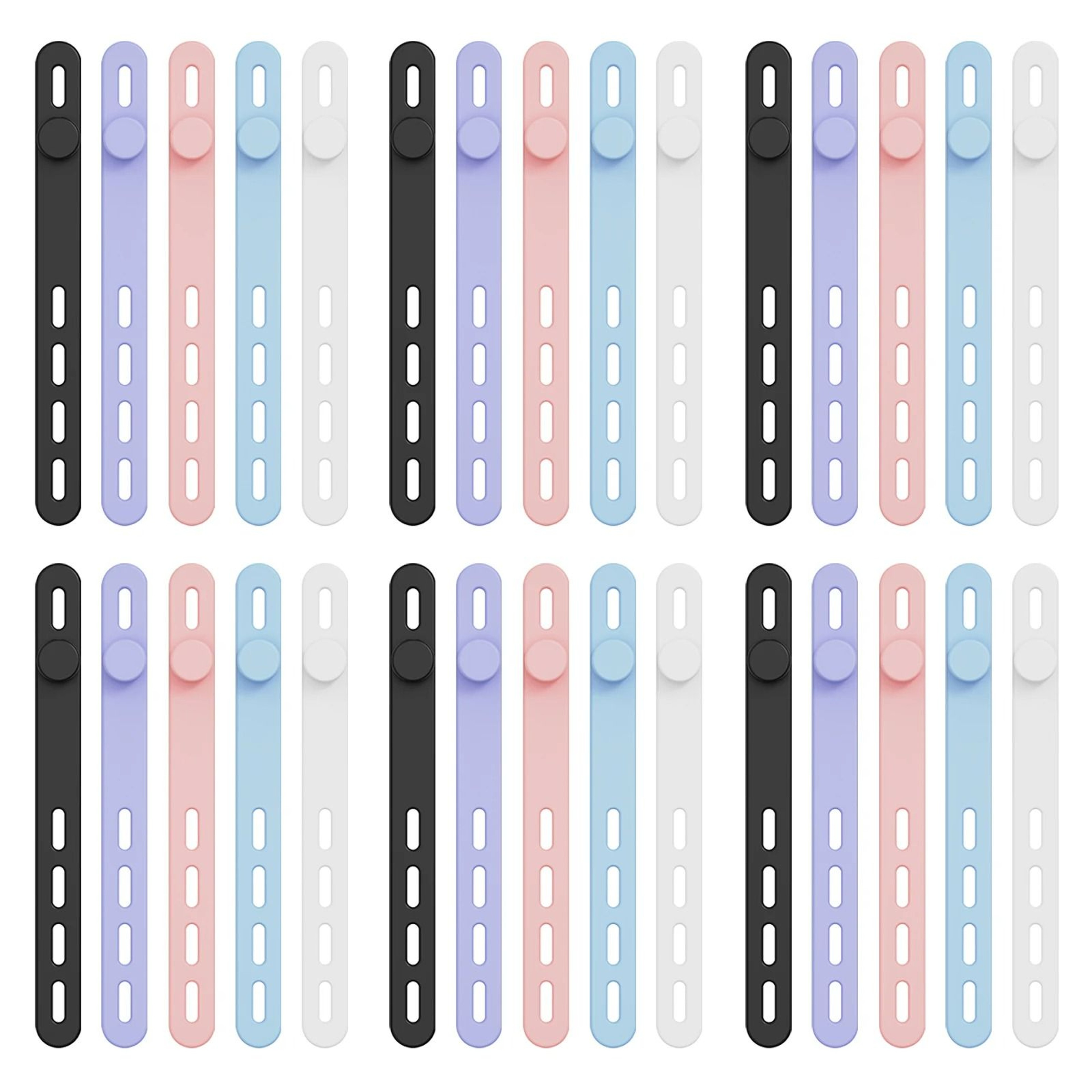 30Piece MultiColored Silicone Cable Ties  Adjustable Reusable Cord Management Straps 7