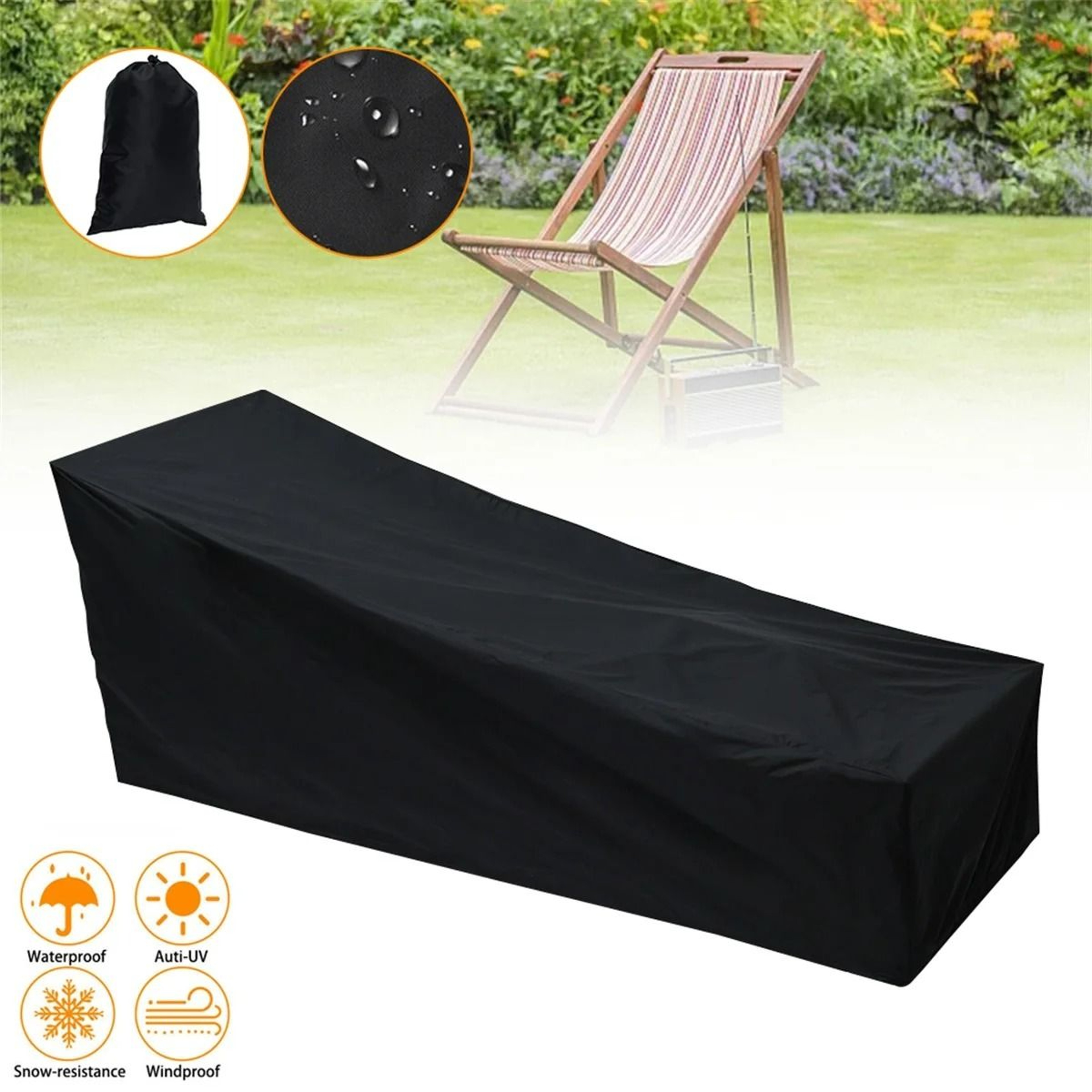 HeavyDuty Waterproof Outdoor Sunbed Cover  Weatherproof Patio Lounge Chair Recliner Protector 2