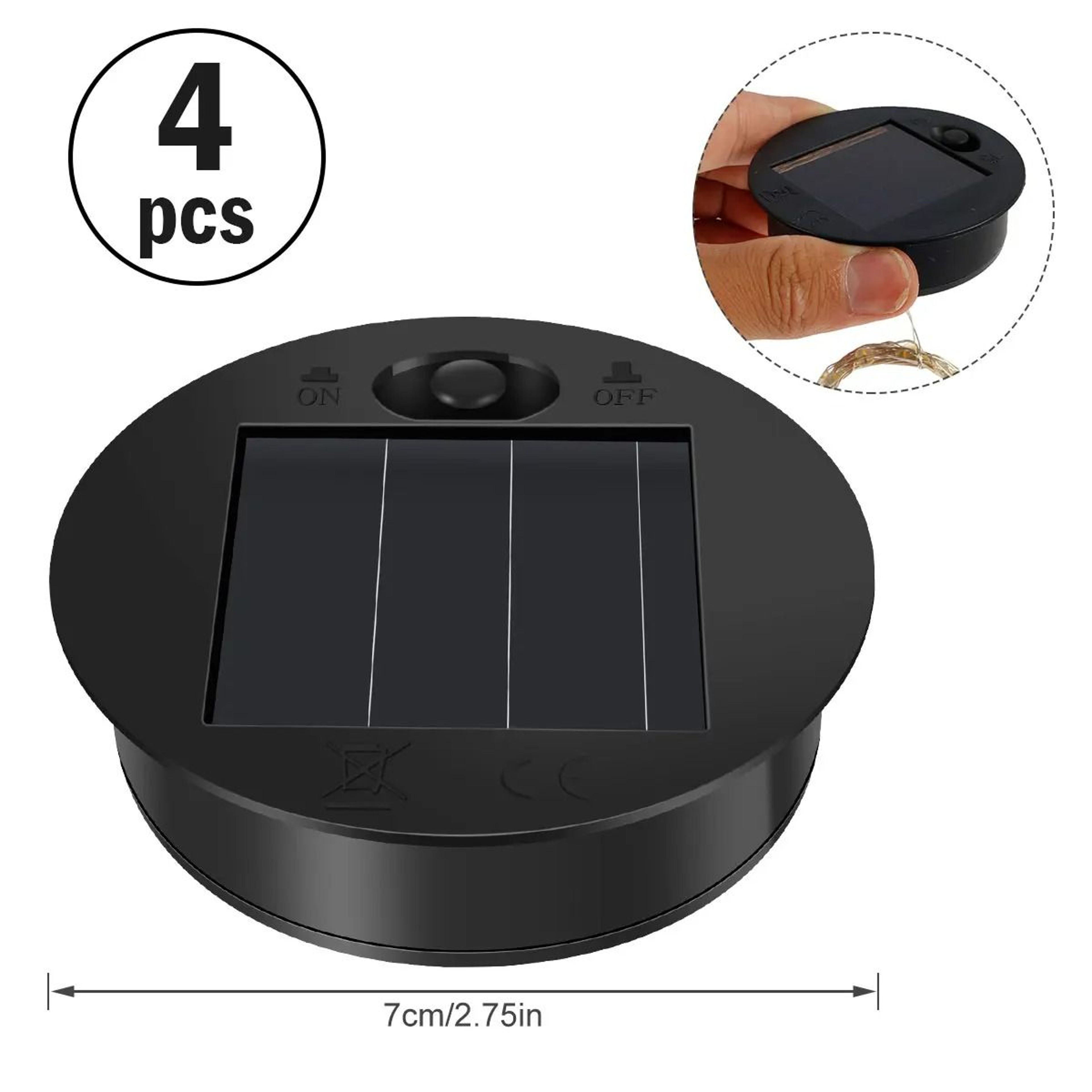 8Piece Solar Lantern Light Replacement Tops With 30 LED String Lights  Circular Panel Lids 2