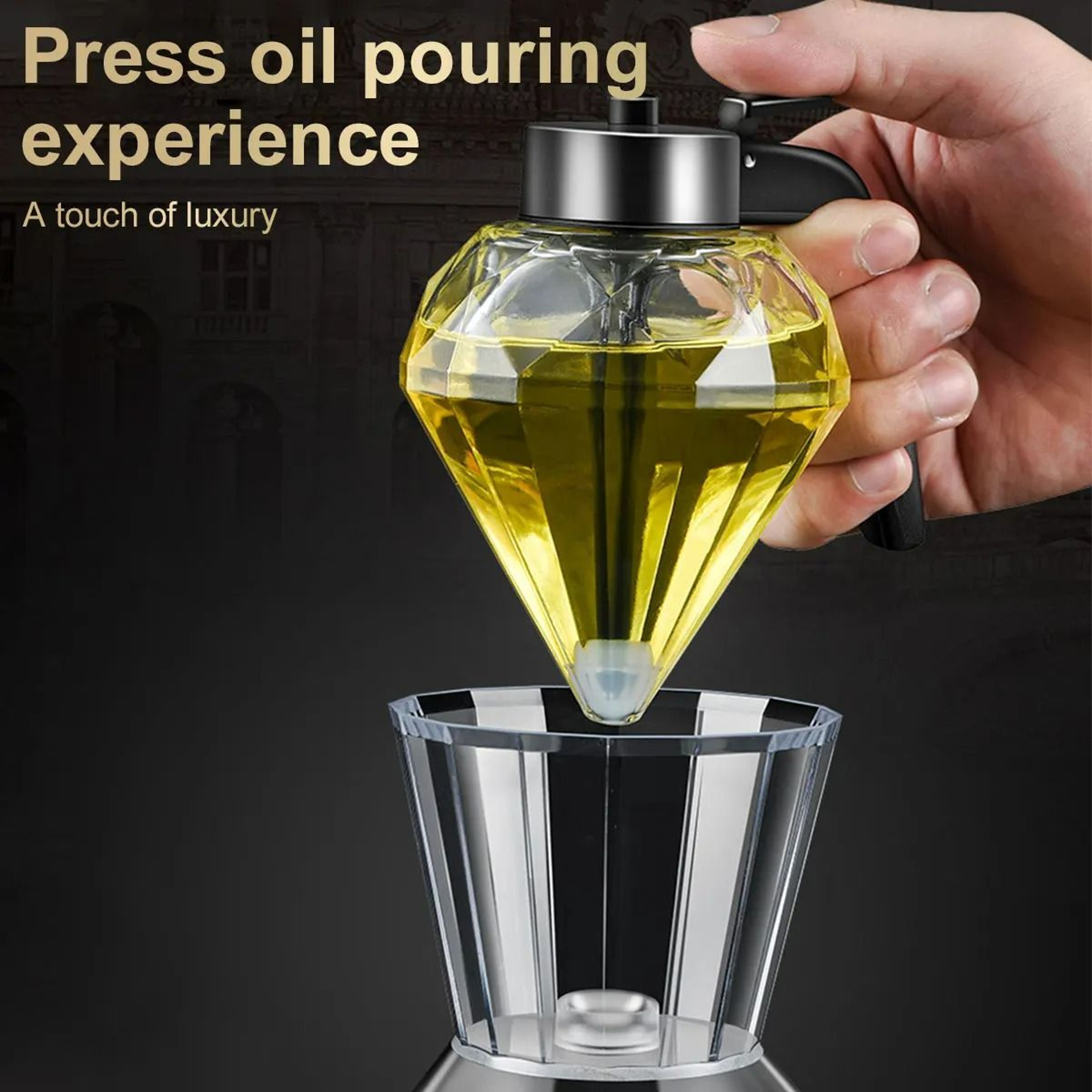 Elegant 200ml Diamond Shaped Glass Honey And Oil Dispenser 5