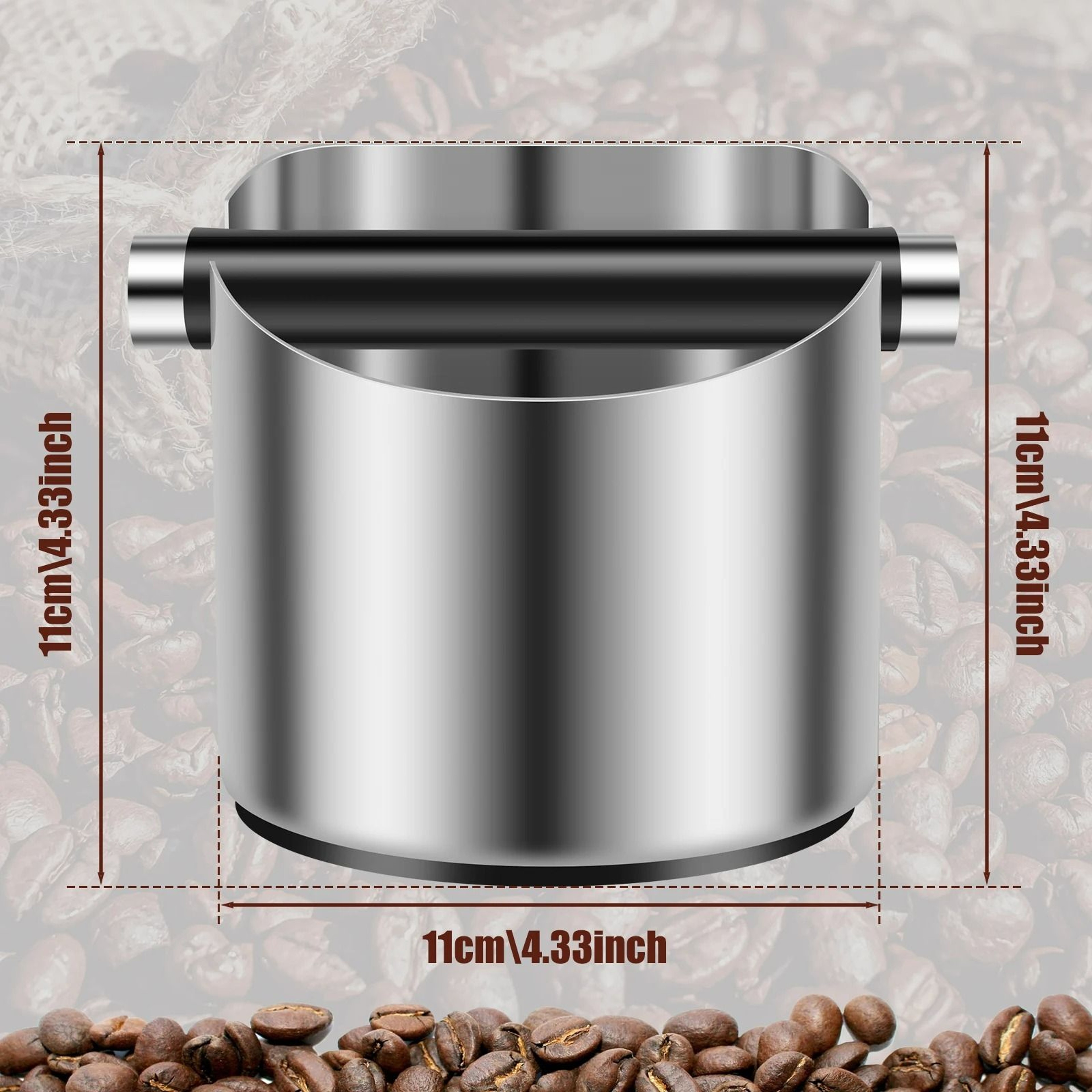 Stainless Steel Espresso Knock Box With NonSlip Base 3