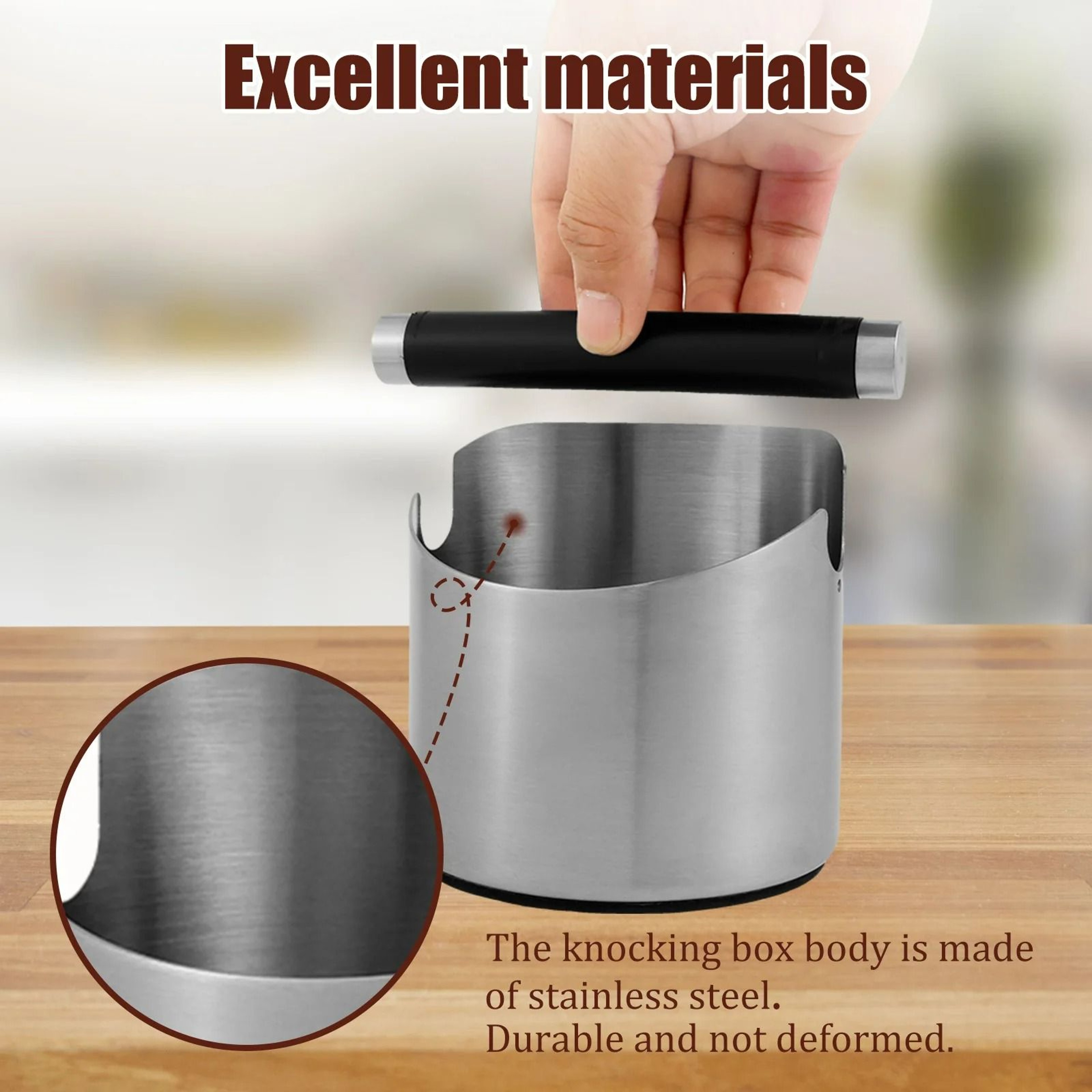 Stainless Steel Espresso Knock Box With NonSlip Base 6