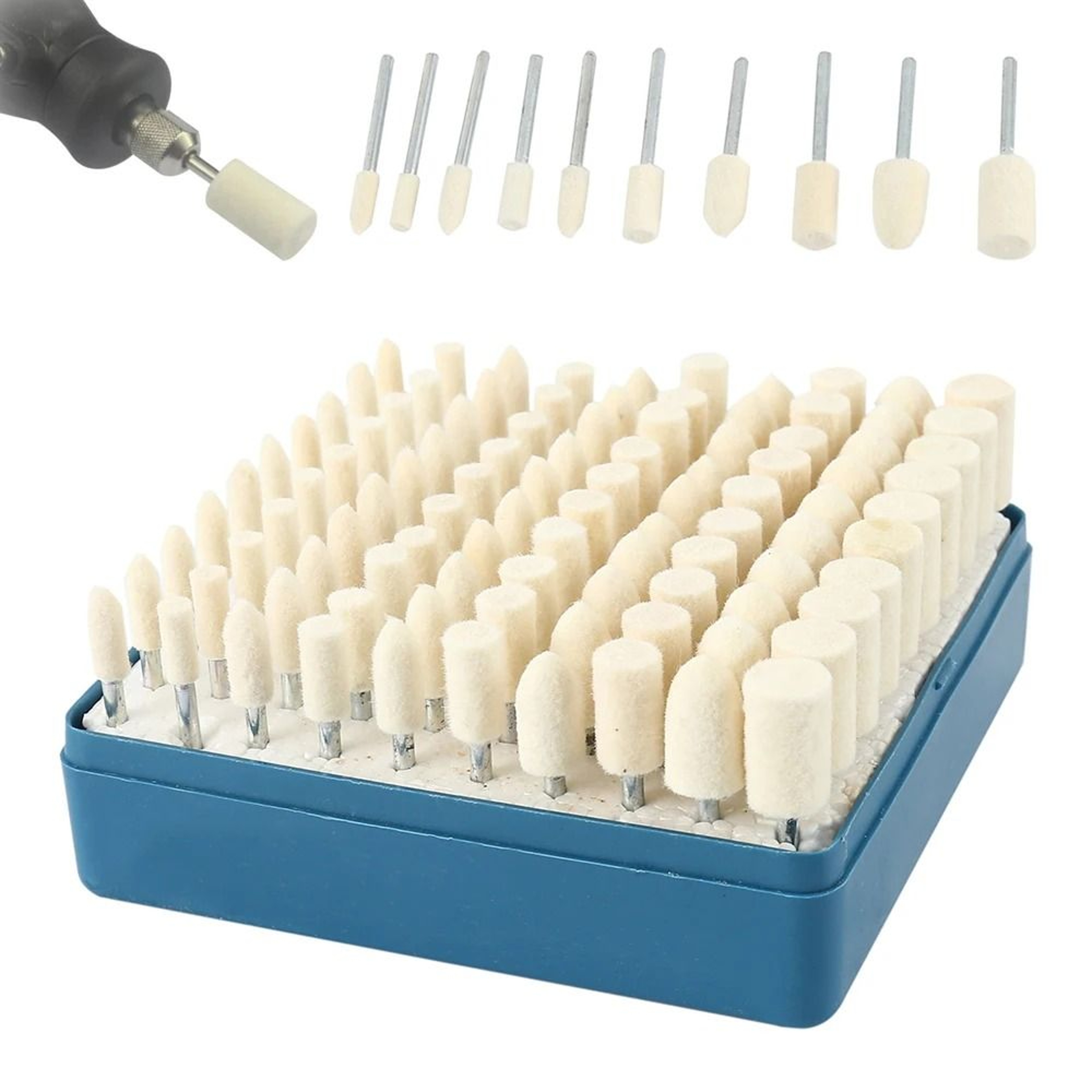 Premium 100Piece Mounted Wool Felt Polishing And Buffing Wheel Set 0