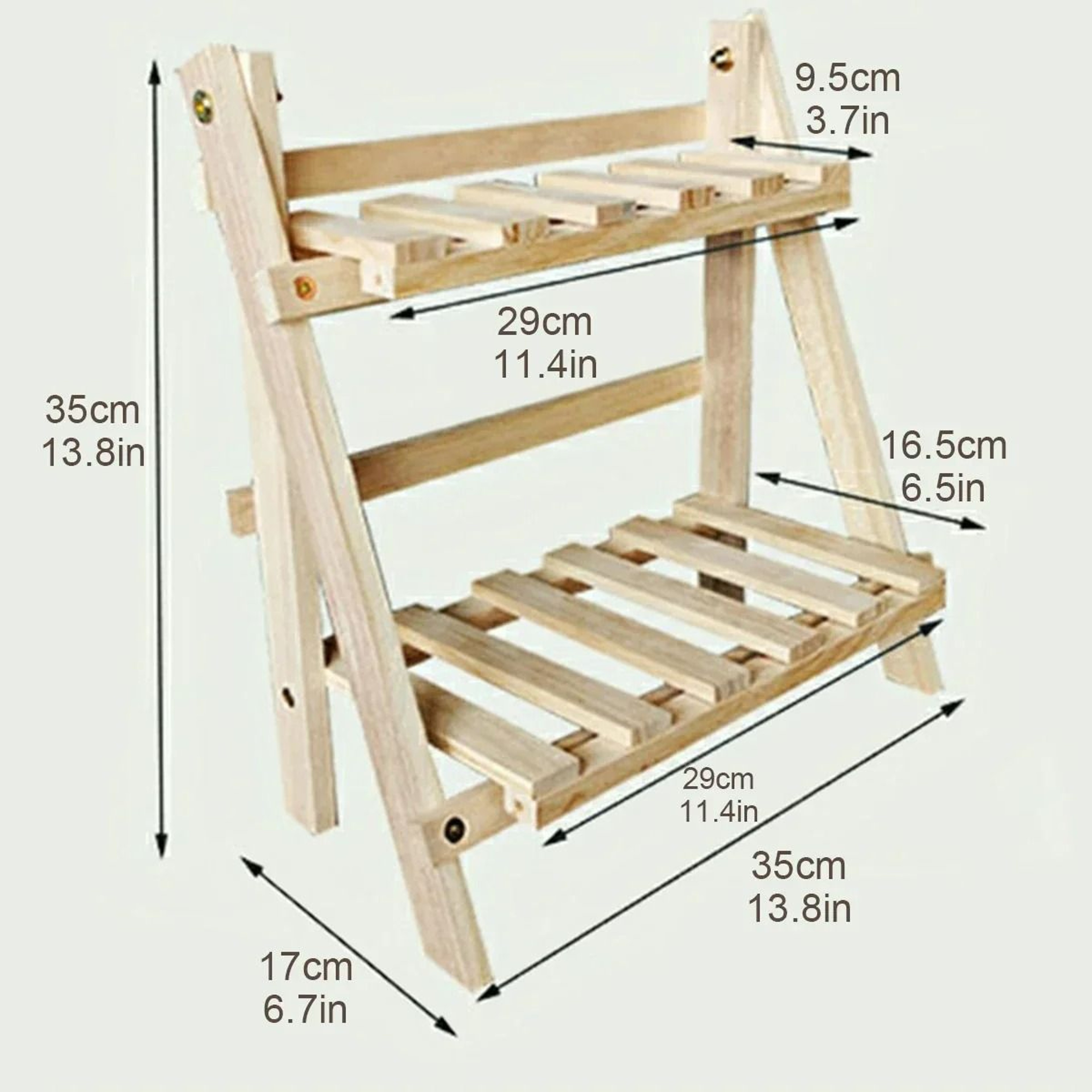 Premium 2Layer Wooden Folding Desktop Storage Rack 5