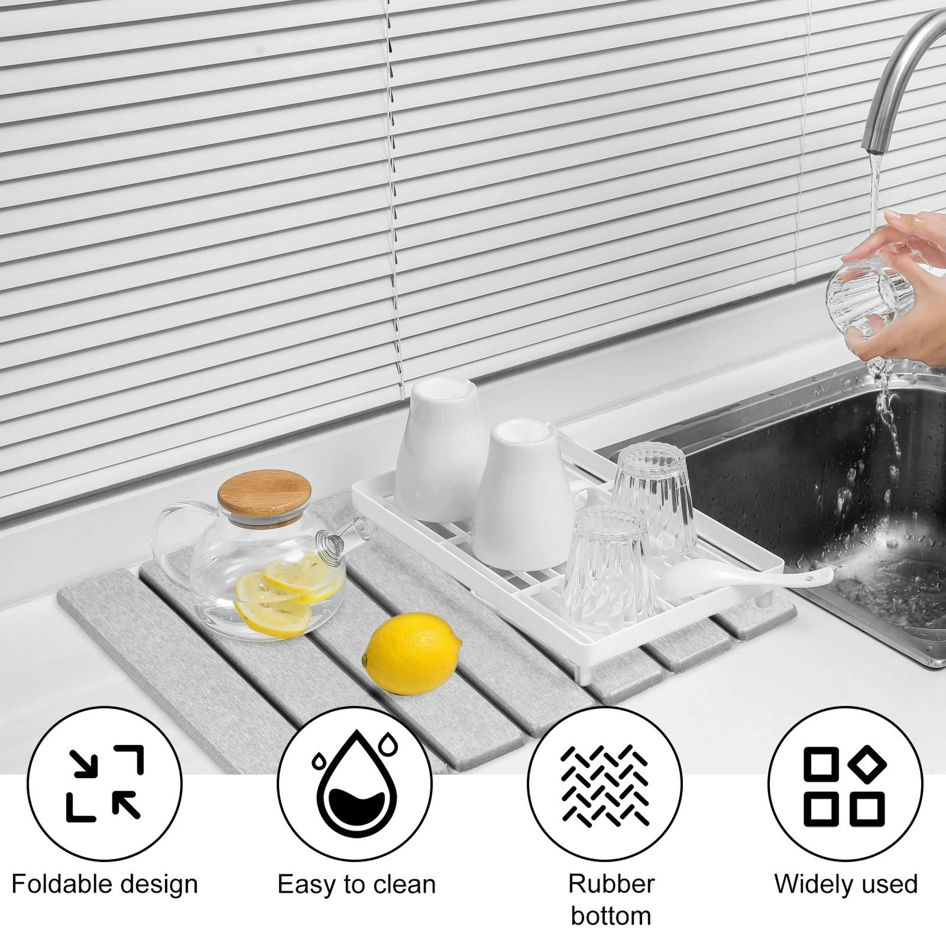 Foldable Stone Dish Drying Mat  FastDrying Kitchen Drainer Pad 3