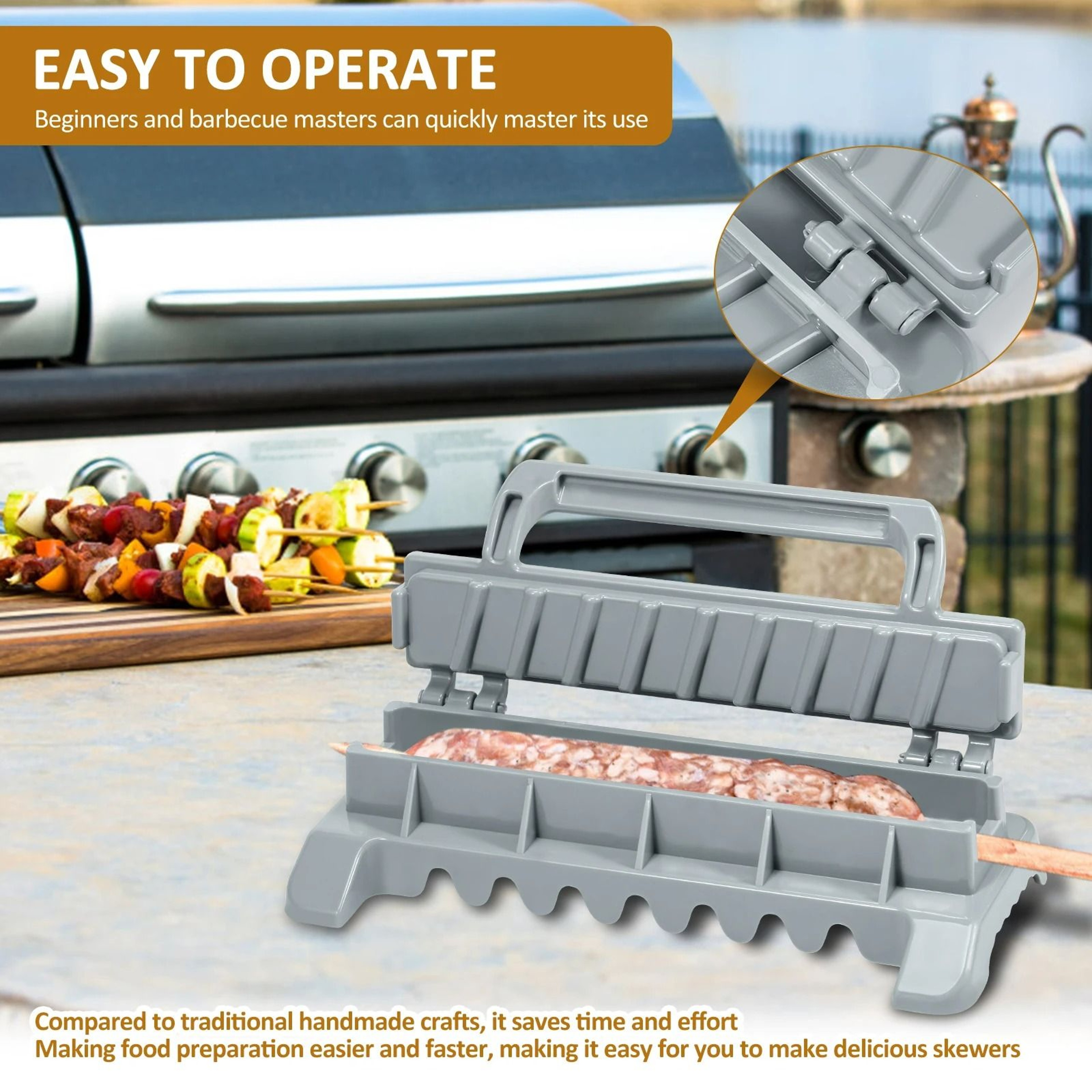 Portable Press Kebab Maker  Reusable Large Manual Barbecue Mould 3