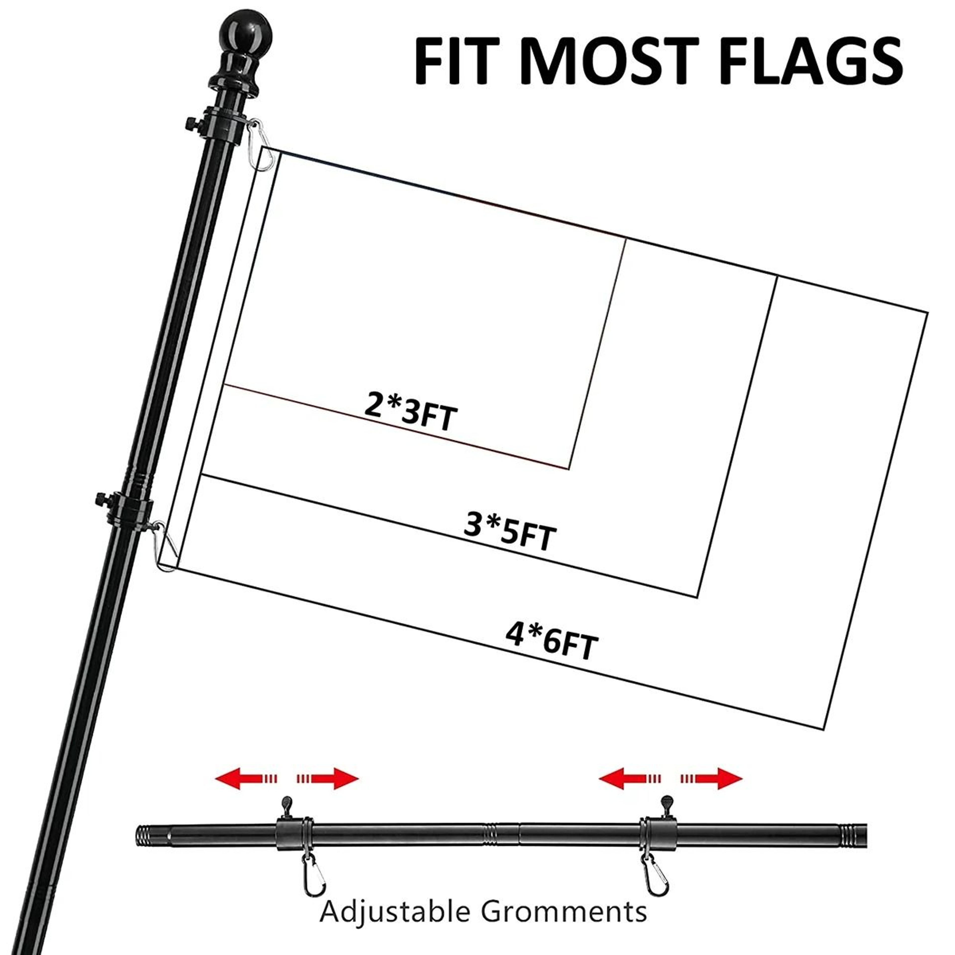 Telescopic Stainless Steel Flag Pole  TangleFree 360Degree Rotating Guide Banner System 1