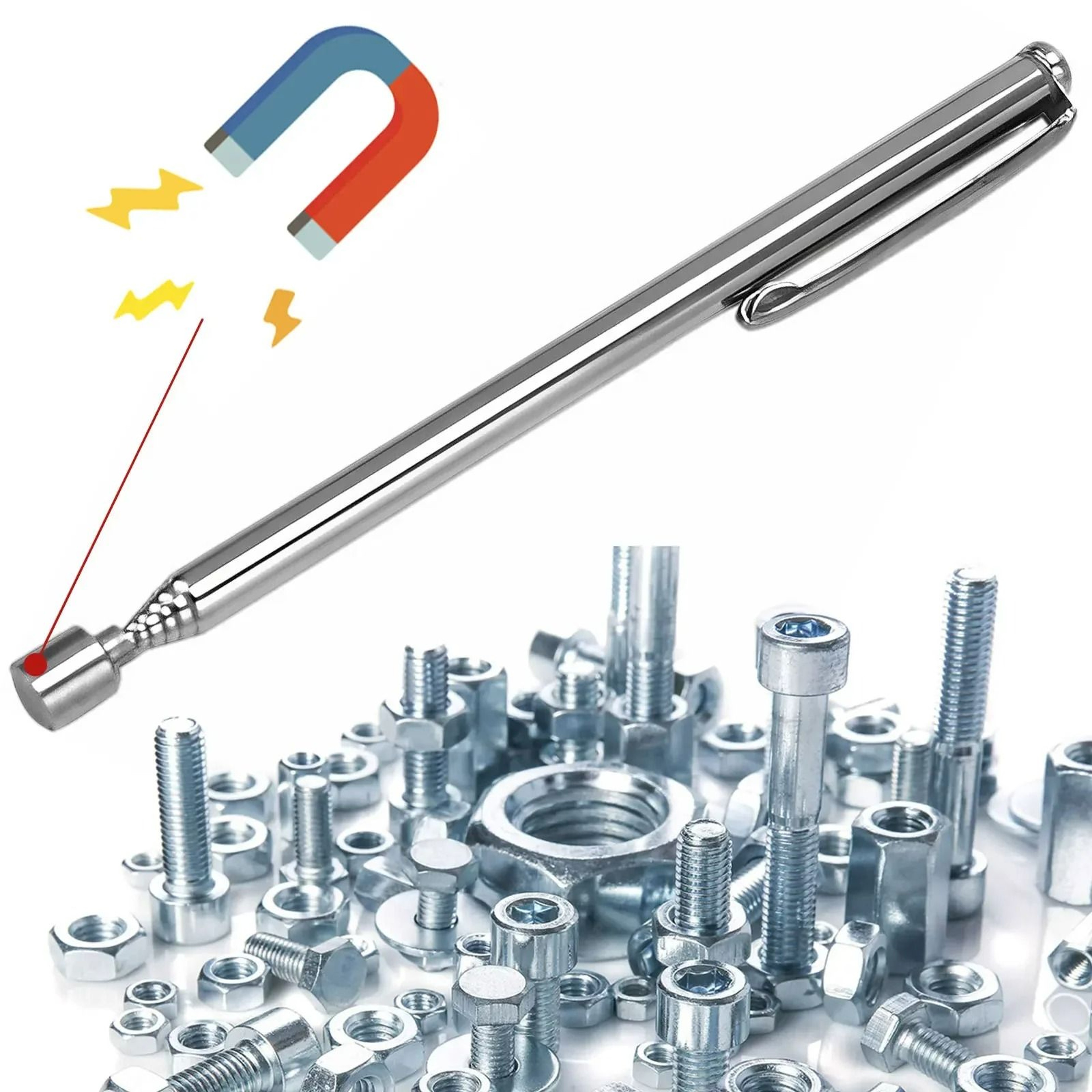10Piece Telescoping Magnetic Pickup Tool Set  Extendable Magnet Stick With Pocket Clip 2