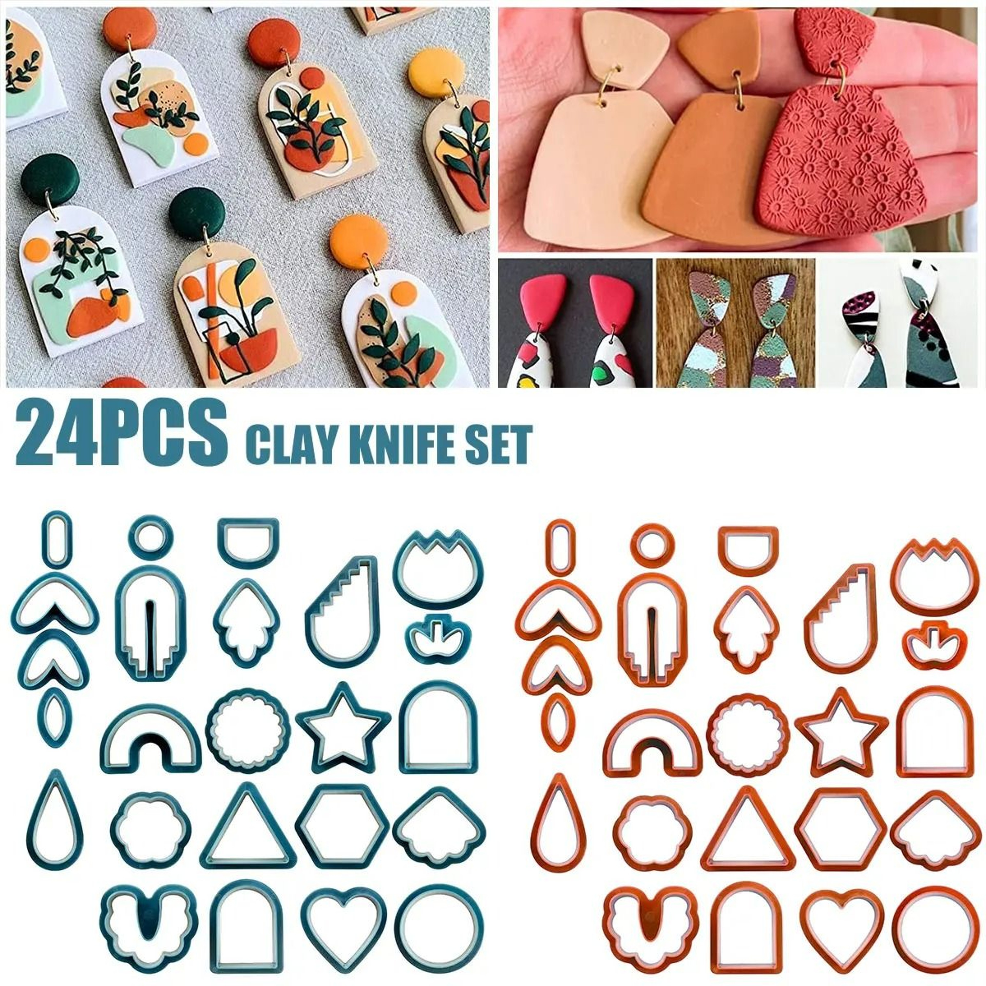 DIY Polymer Clay Earring Cutters Set  Basic Geometric  Hollow Flower Shapes For Pottery Crafting 0