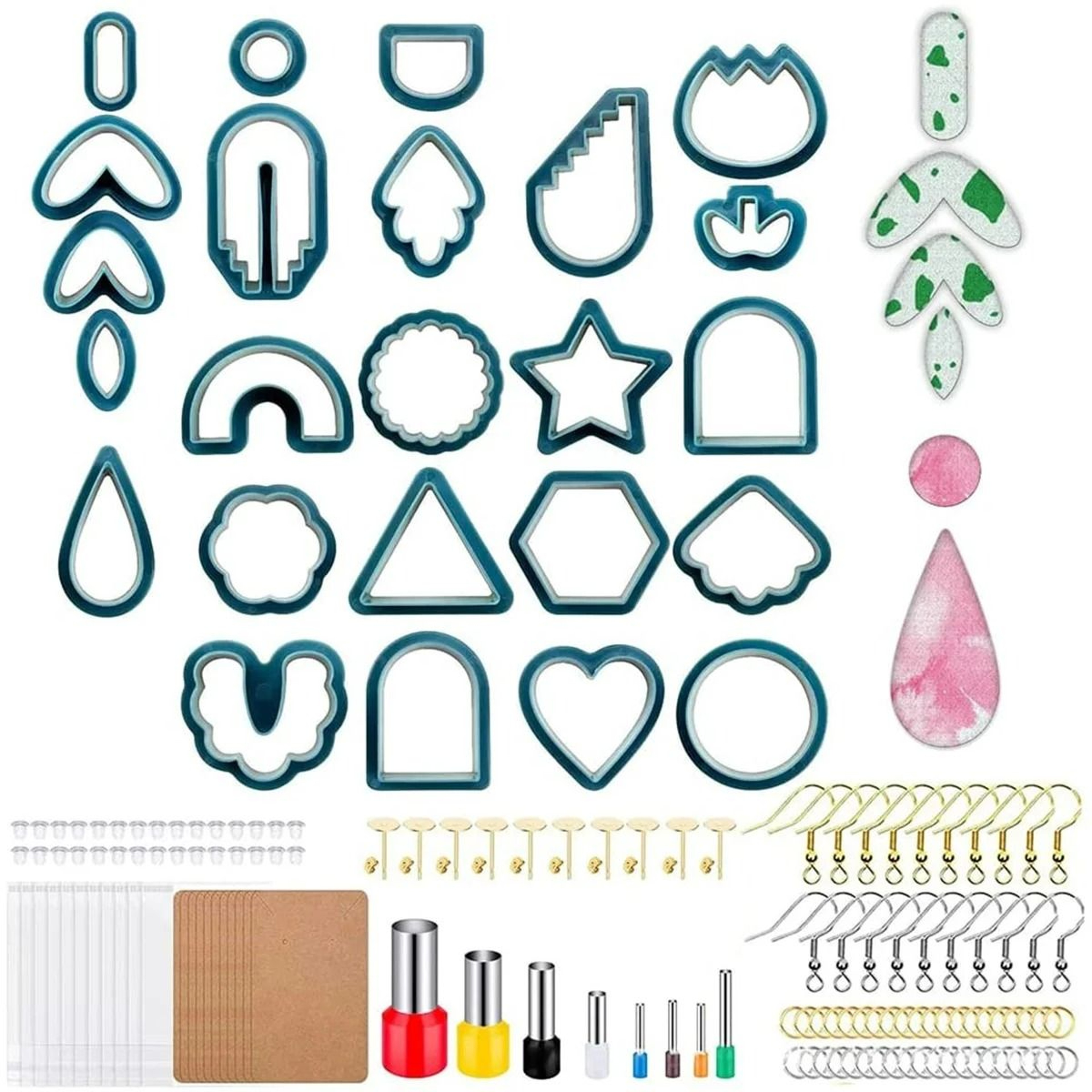 DIY Polymer Clay Earring Cutters Set  Basic Geometric  Hollow Flower Shapes For Pottery Crafting 9