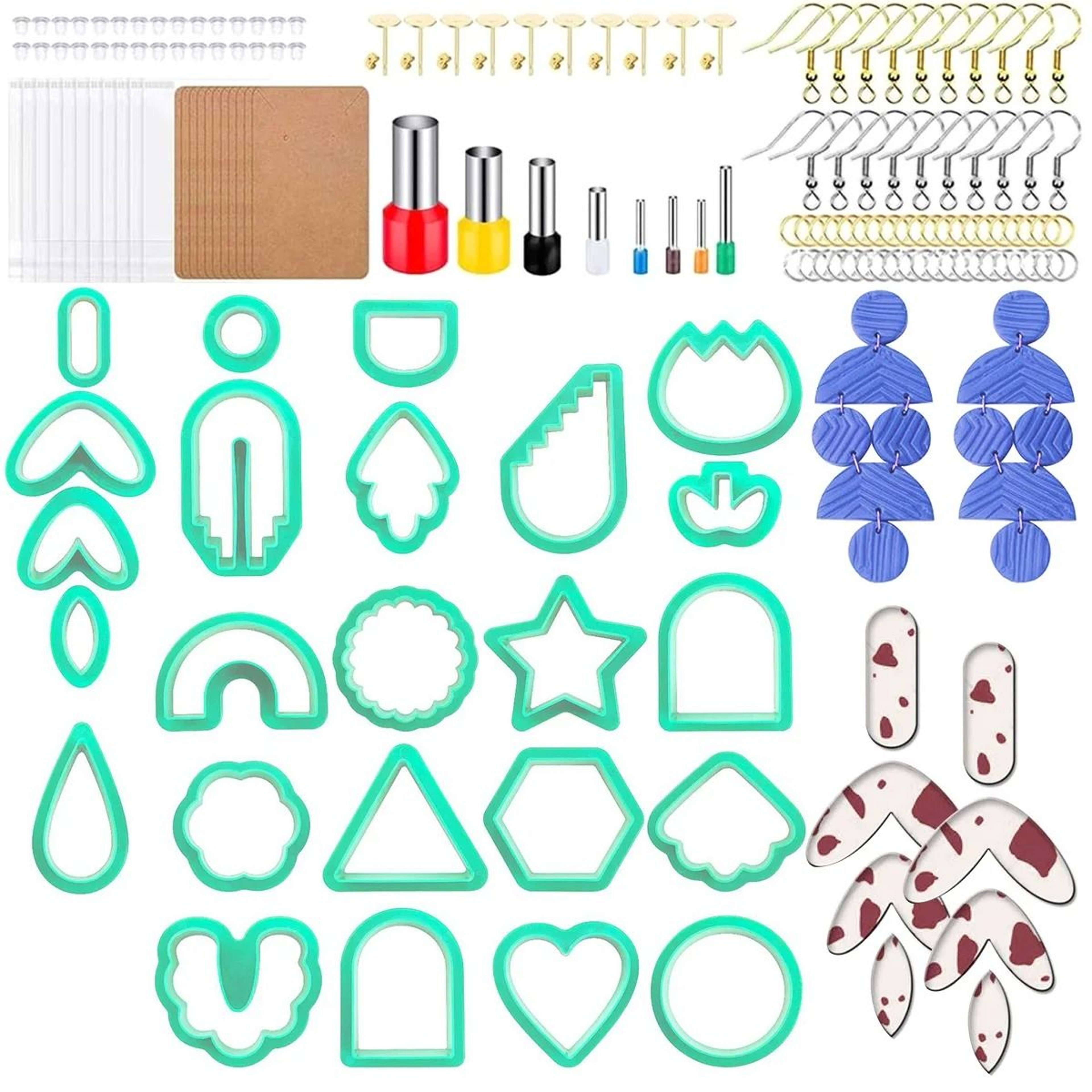 DIY Polymer Clay Earring Cutters Set  Basic Geometric  Hollow Flower Shapes For Pottery Crafting 10