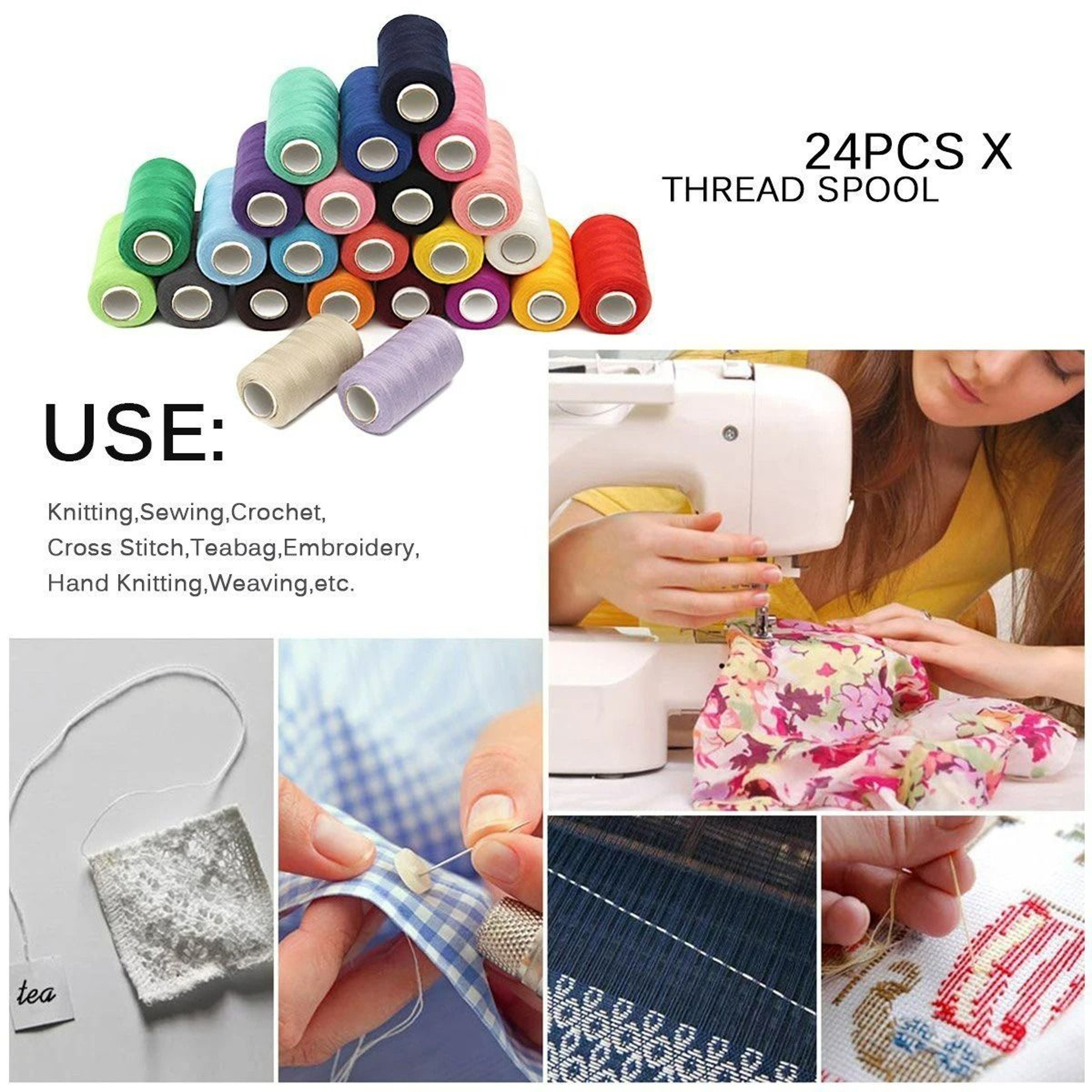 Bobbins And Sewing Thread Kit  Assorted Colors Polyester Thread Set For Hand And Machine Sewing 5