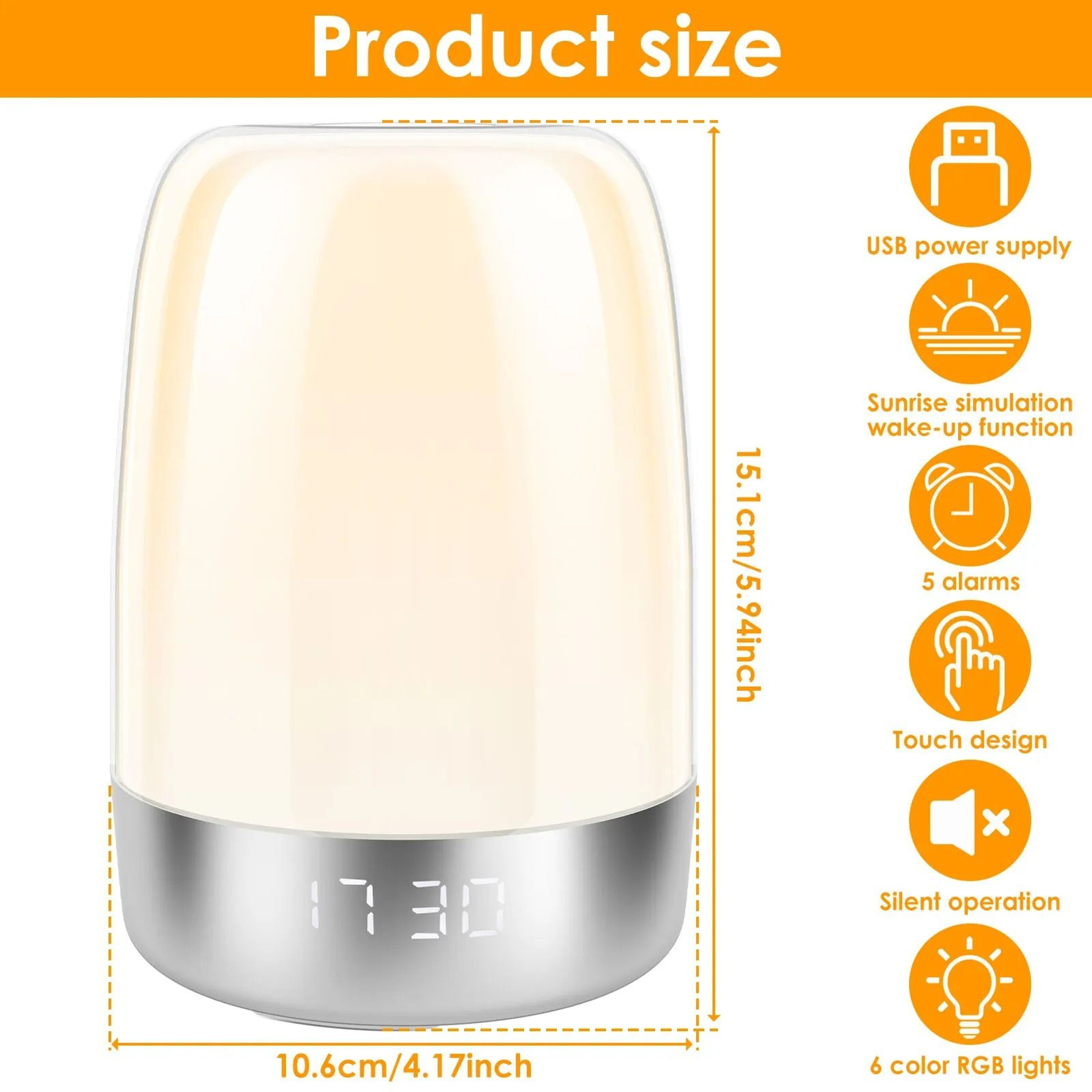 Sunrise Alarm Clock Light  Adjustable WakeUp Night Light And Dimmable Sun Lamp 6