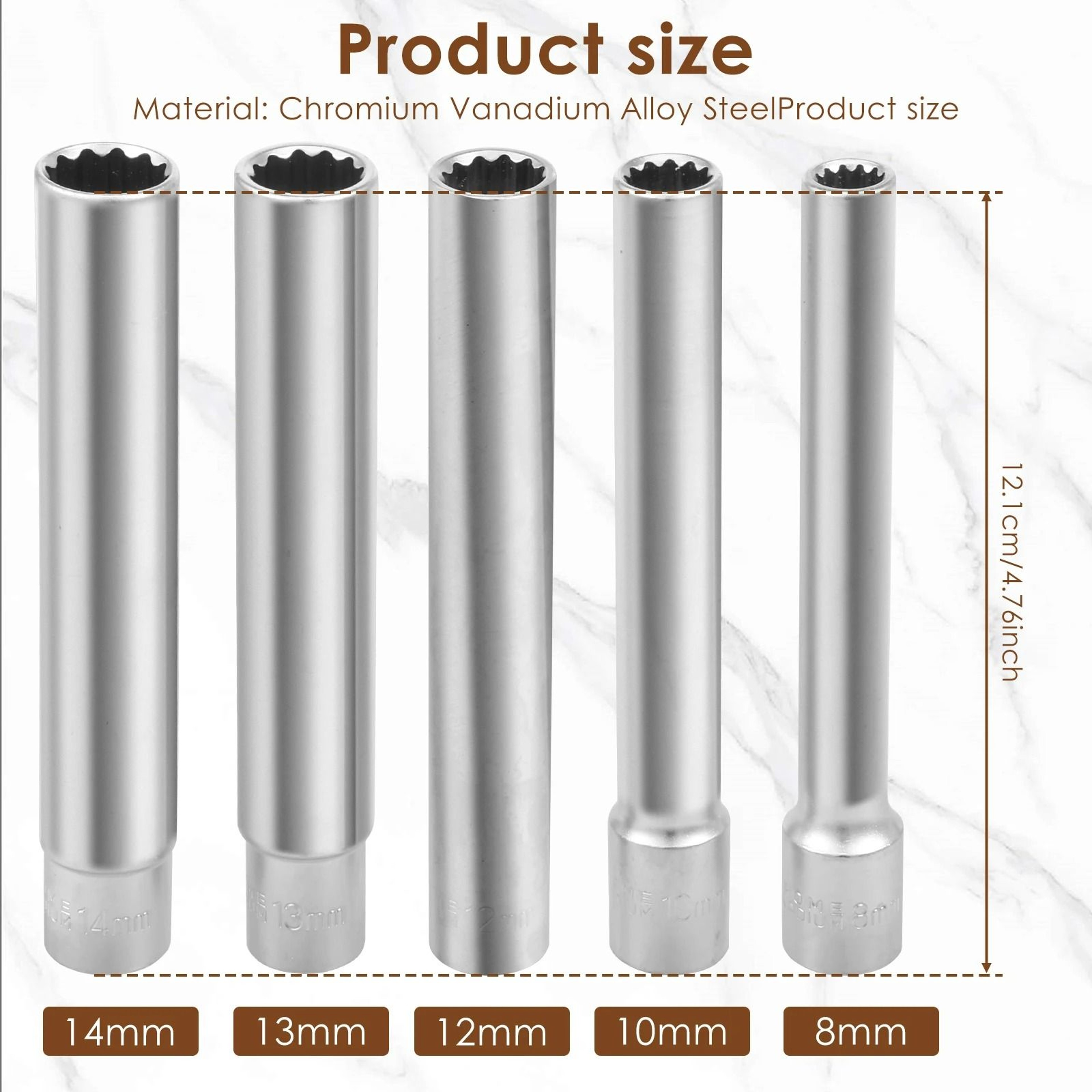 38Inch Drive Socket Set  6Point Shallow And Deep CRV Sockets With Ratchet Wrench Adapter 7