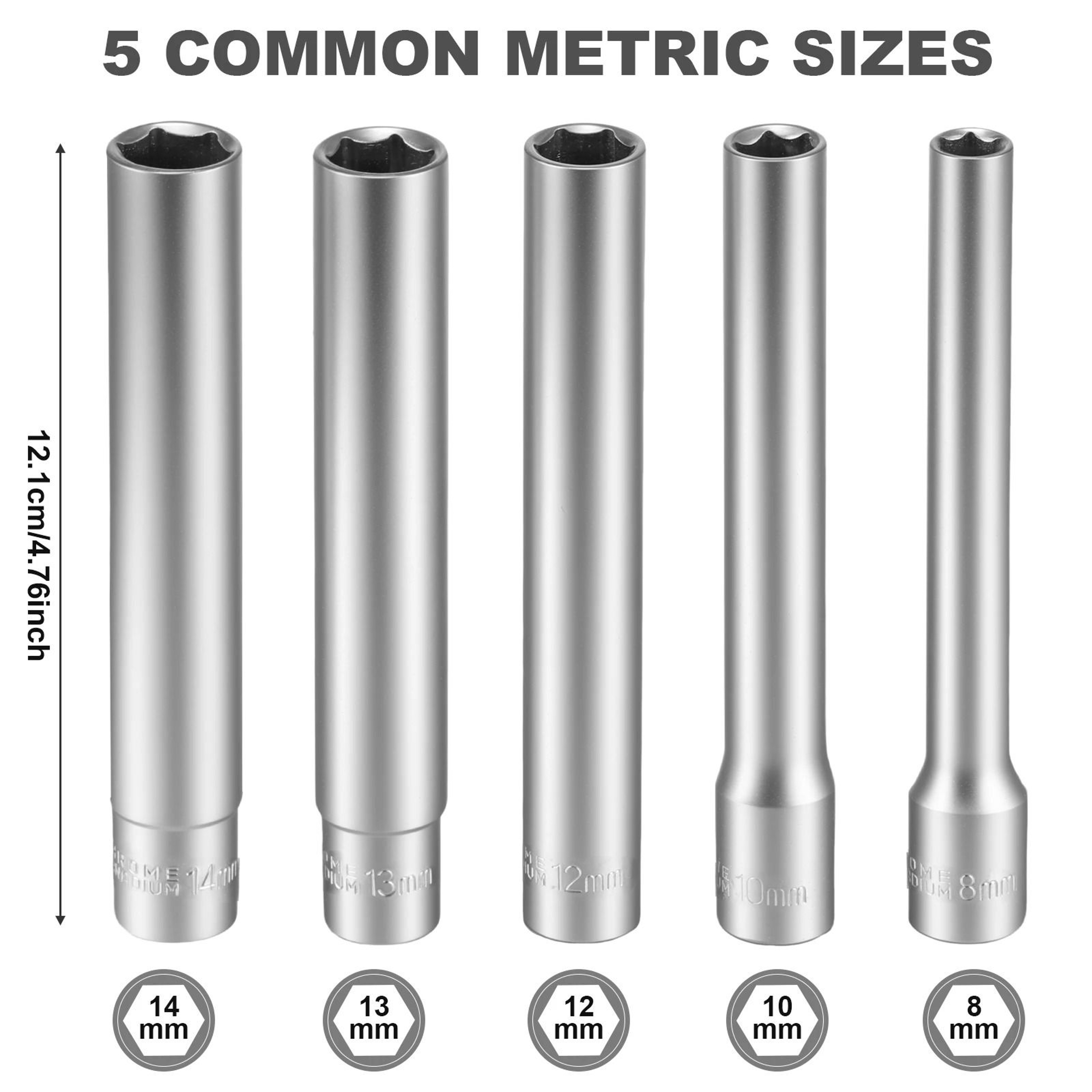 38Inch Drive Socket Set  6Point Shallow And Deep CRV Sockets With Ratchet Wrench Adapter 8