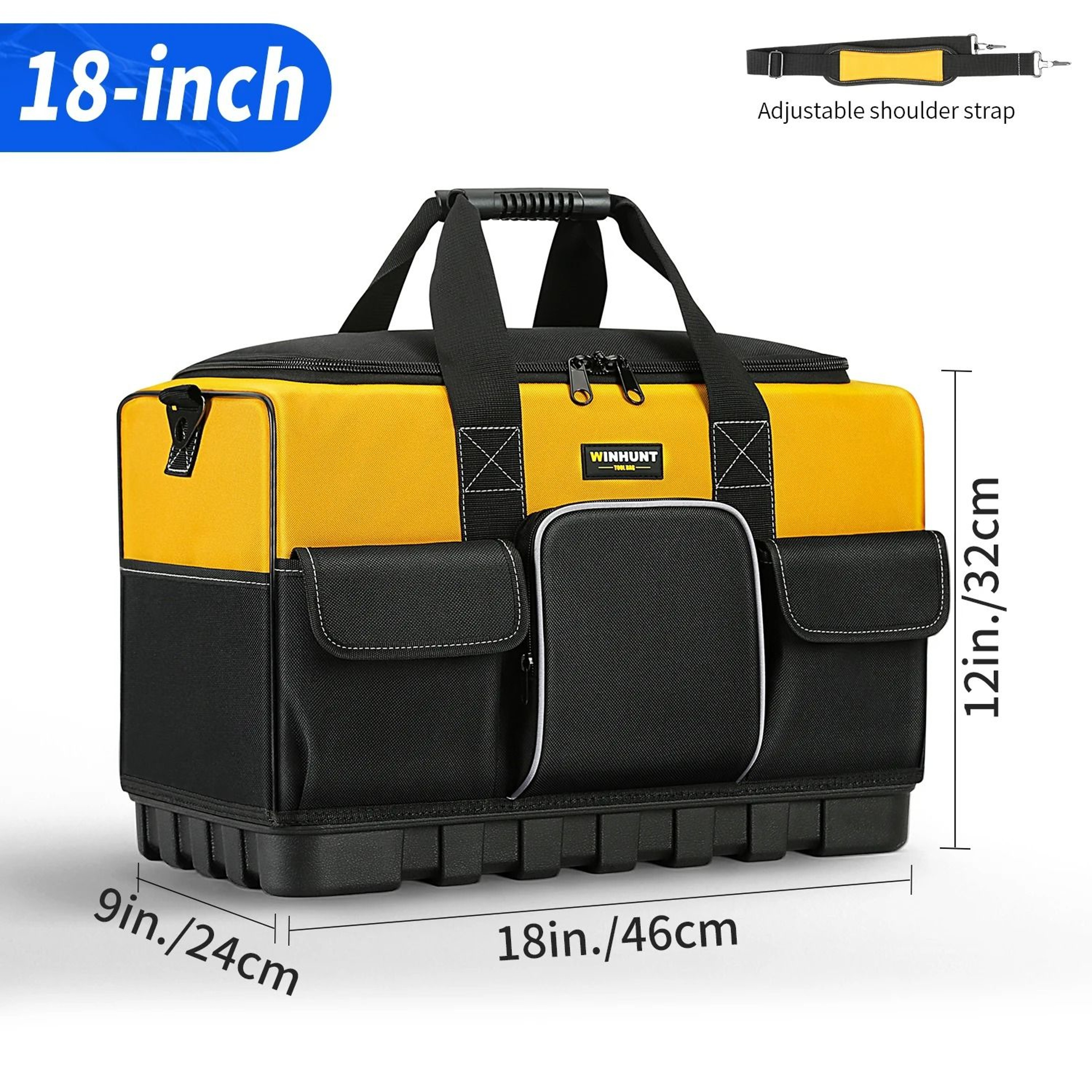 HeavyDuty Tool Bag  16Pocket Electrician Storage Tote With Waterproof Hard Bottom 10