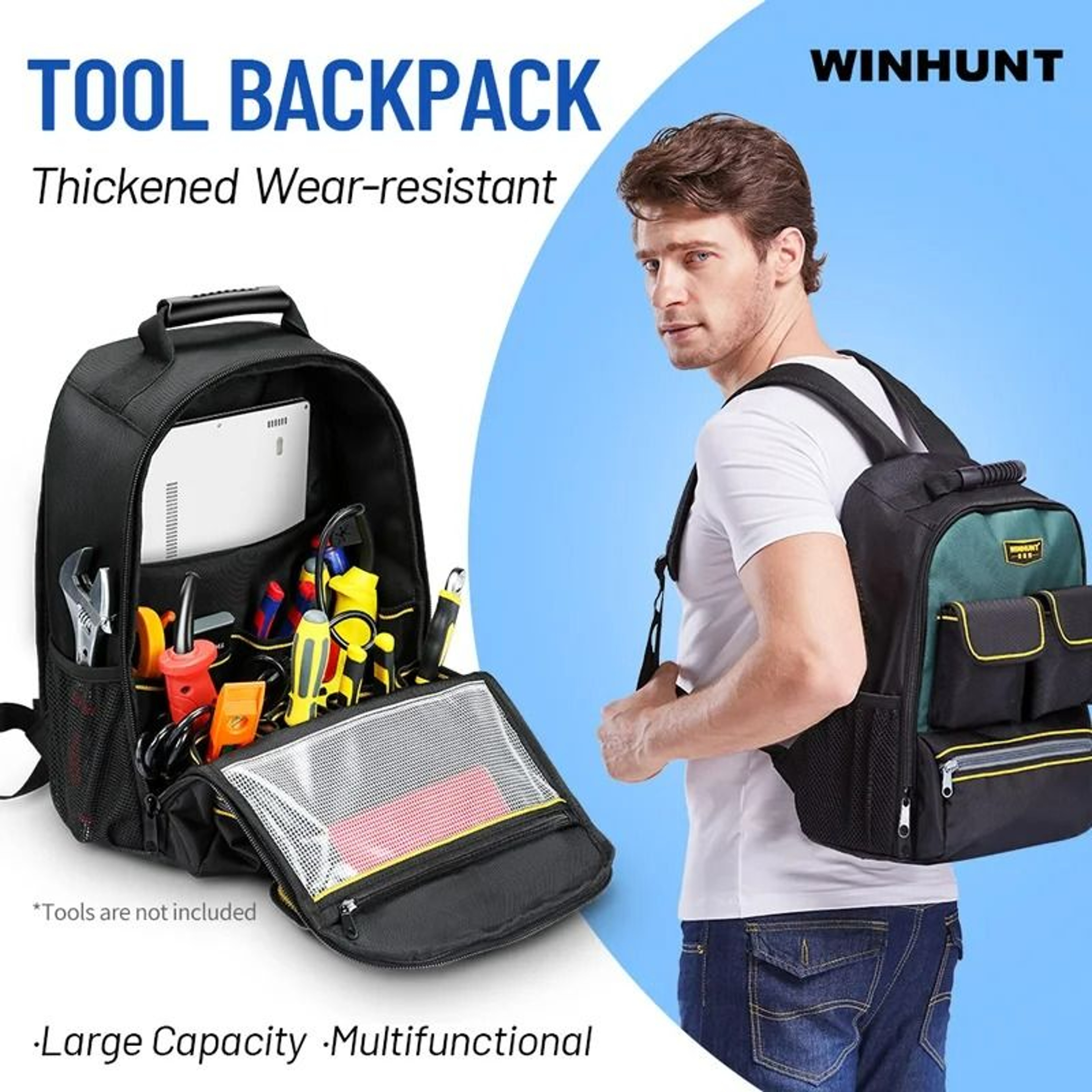 HeavyDuty Tool Backpack  MultiTool Storage Rig With LoadBalancing Padded Shoulder Back And Waist St 0