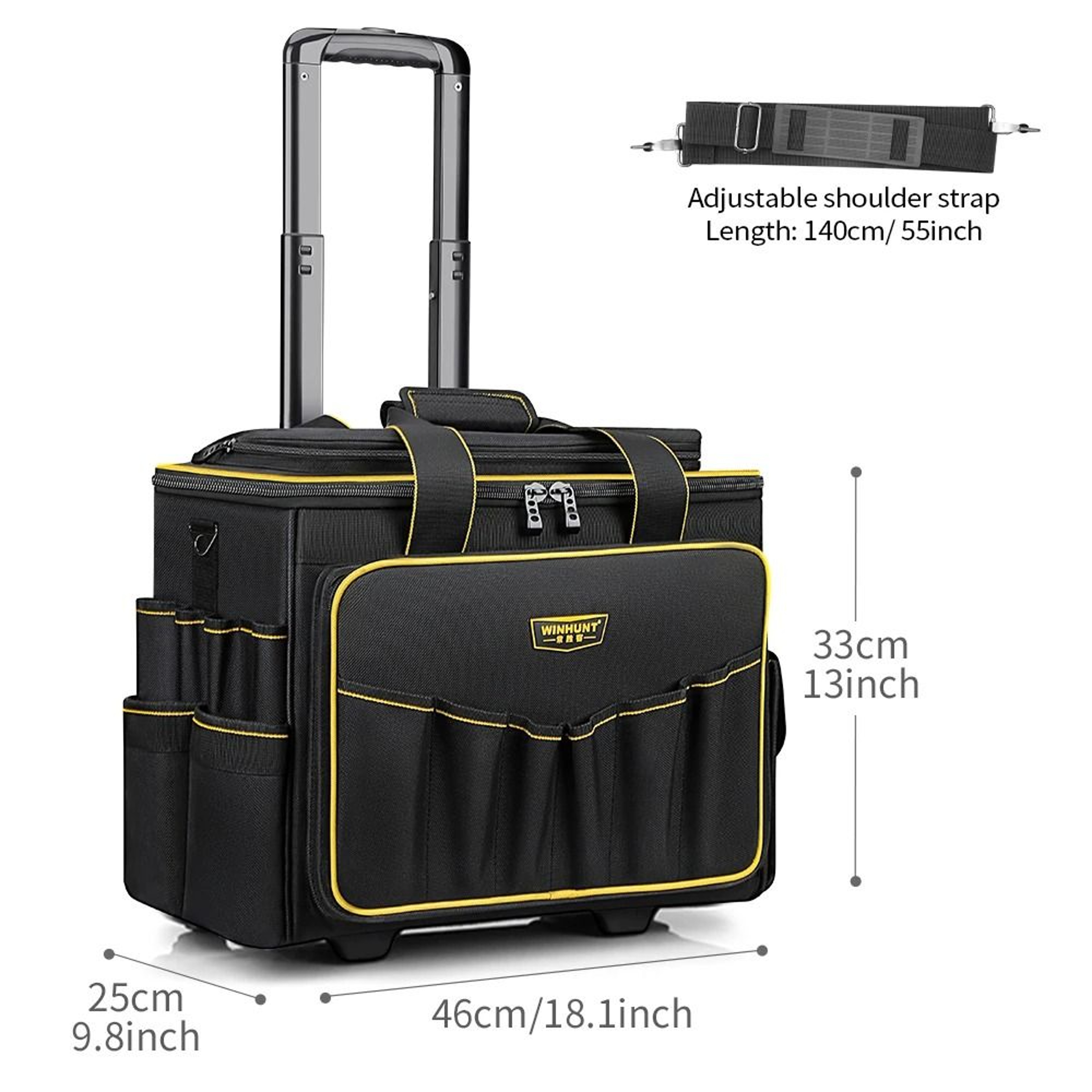 Rolling Tool Bag  HeavyDuty Storage Organizer With Telescoping Rubber Handle And AllTerrain Wheels 7