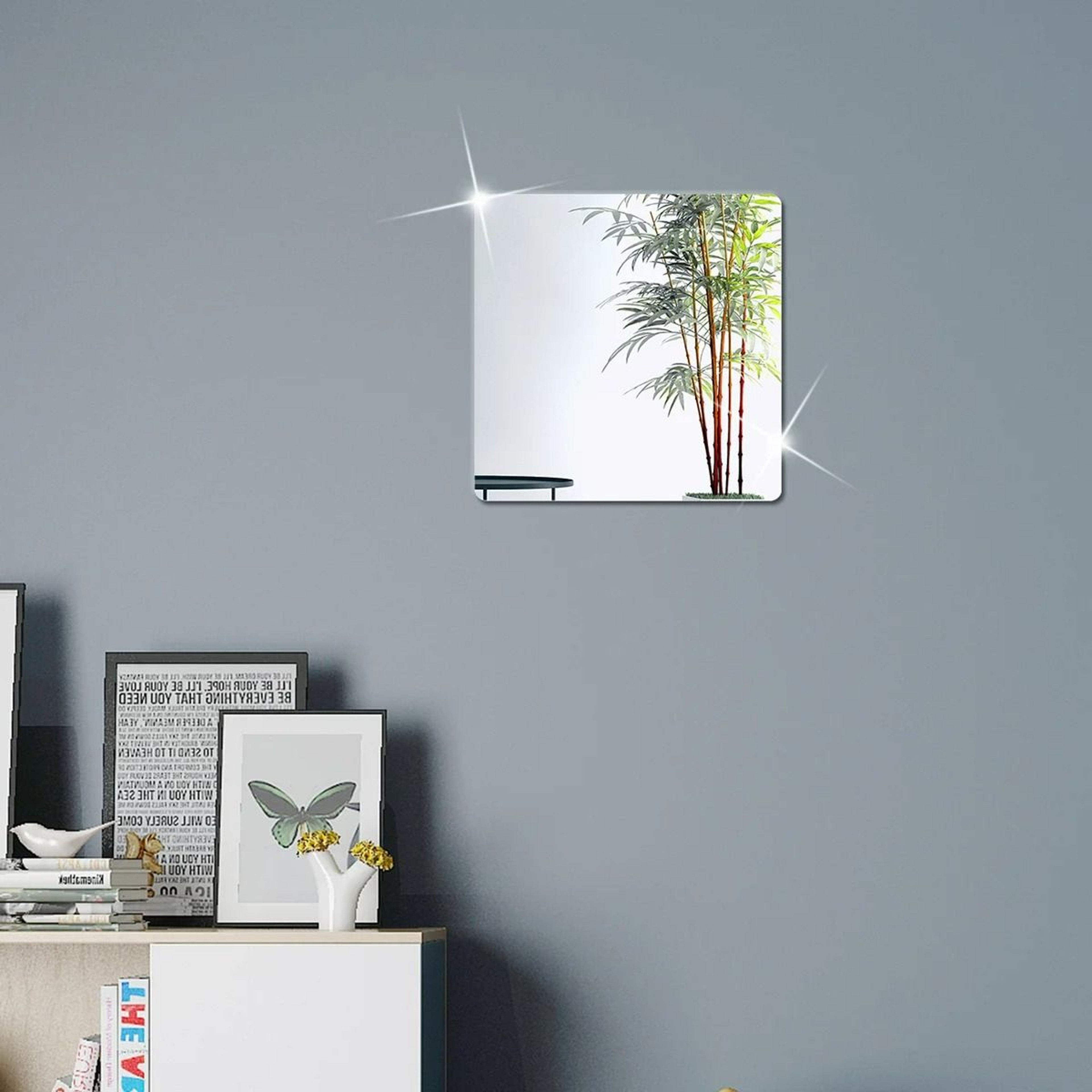 Acrylic Mirror Wall Tiles  4Piece Square SelfAdhesive Art Mural Stickers For Bathroom Bedroom And L 3