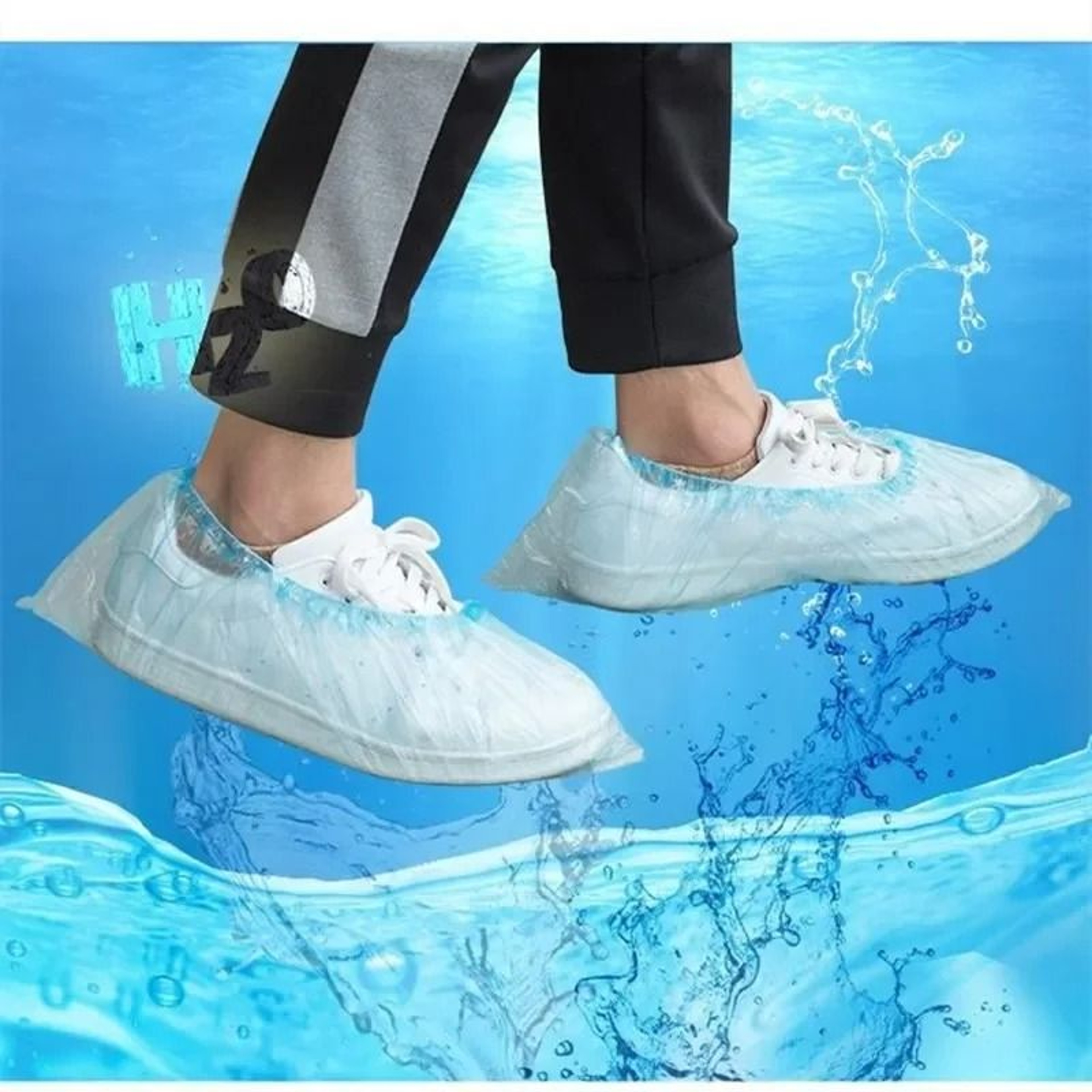 100Pack Disposable Waterproof Shoe Covers  NonSlip PE Plastic Foot Protection Overshoes For Indoor  1