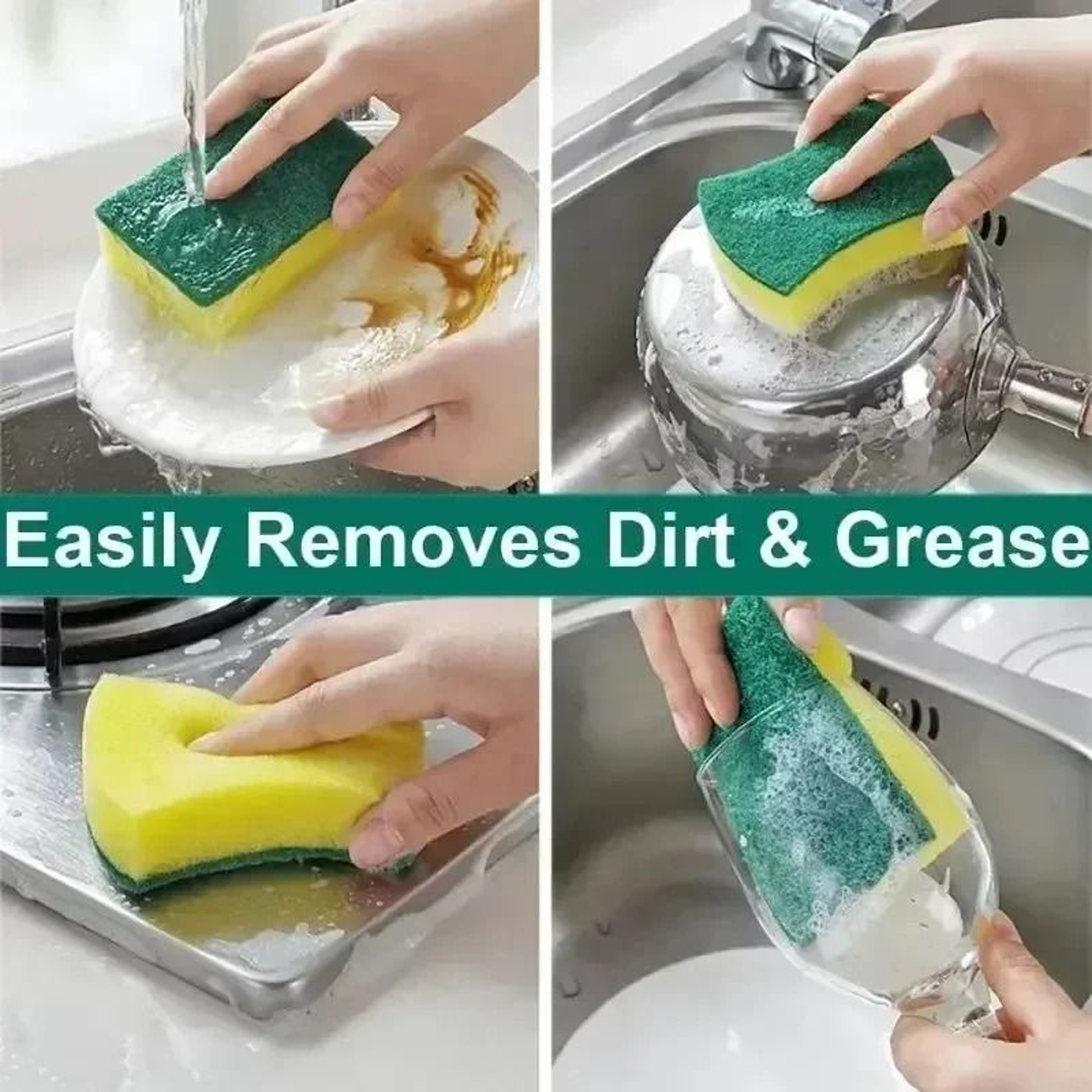 50Pack Kitchen Dishwashing Sponges  HeavyDuty Absorbent Scouring Pads For Pots Pans And Rust Remova 6