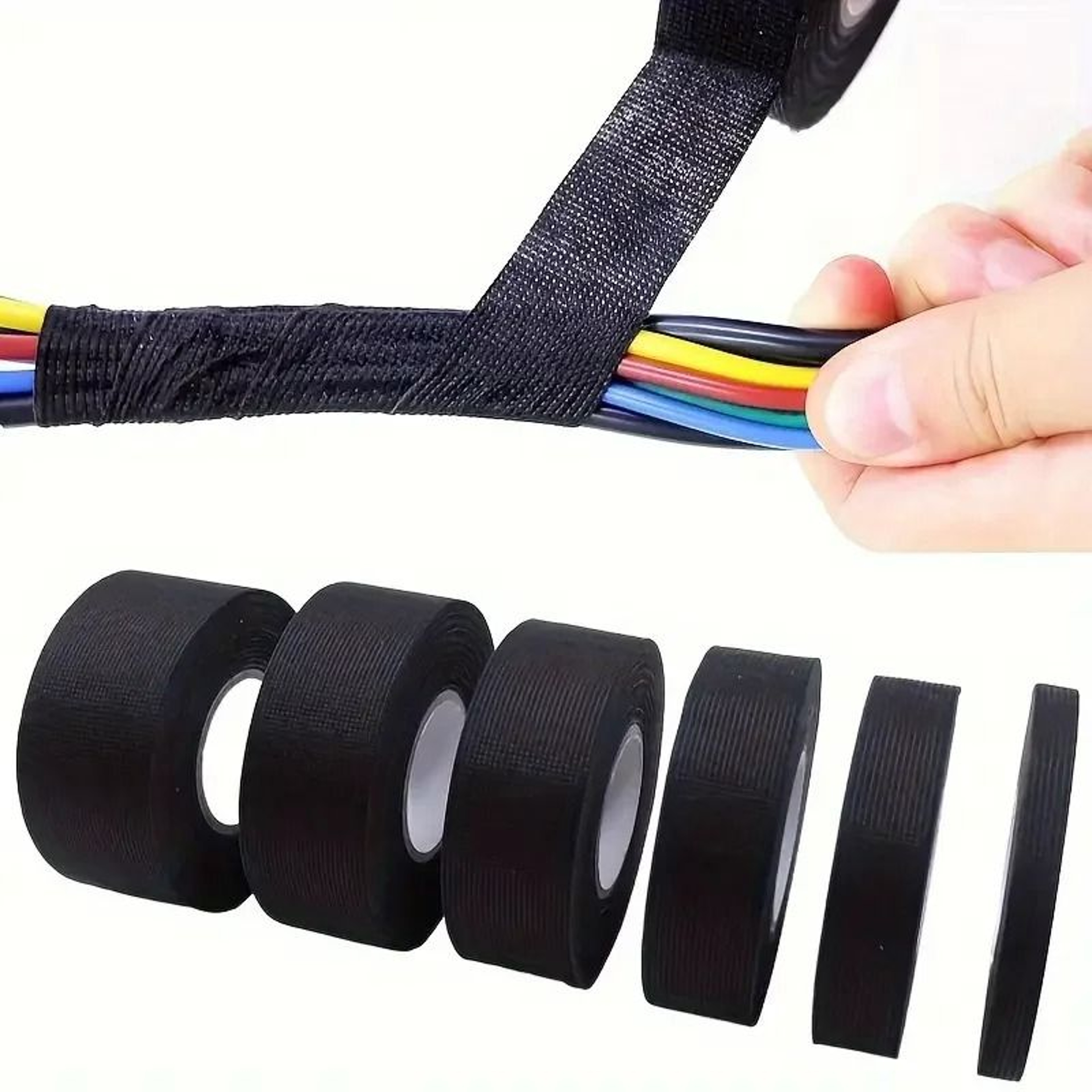 Black Electrical Fabric Tape HeatResistant Wire Harness Insulation Tape For Automotive Wiring And C 0