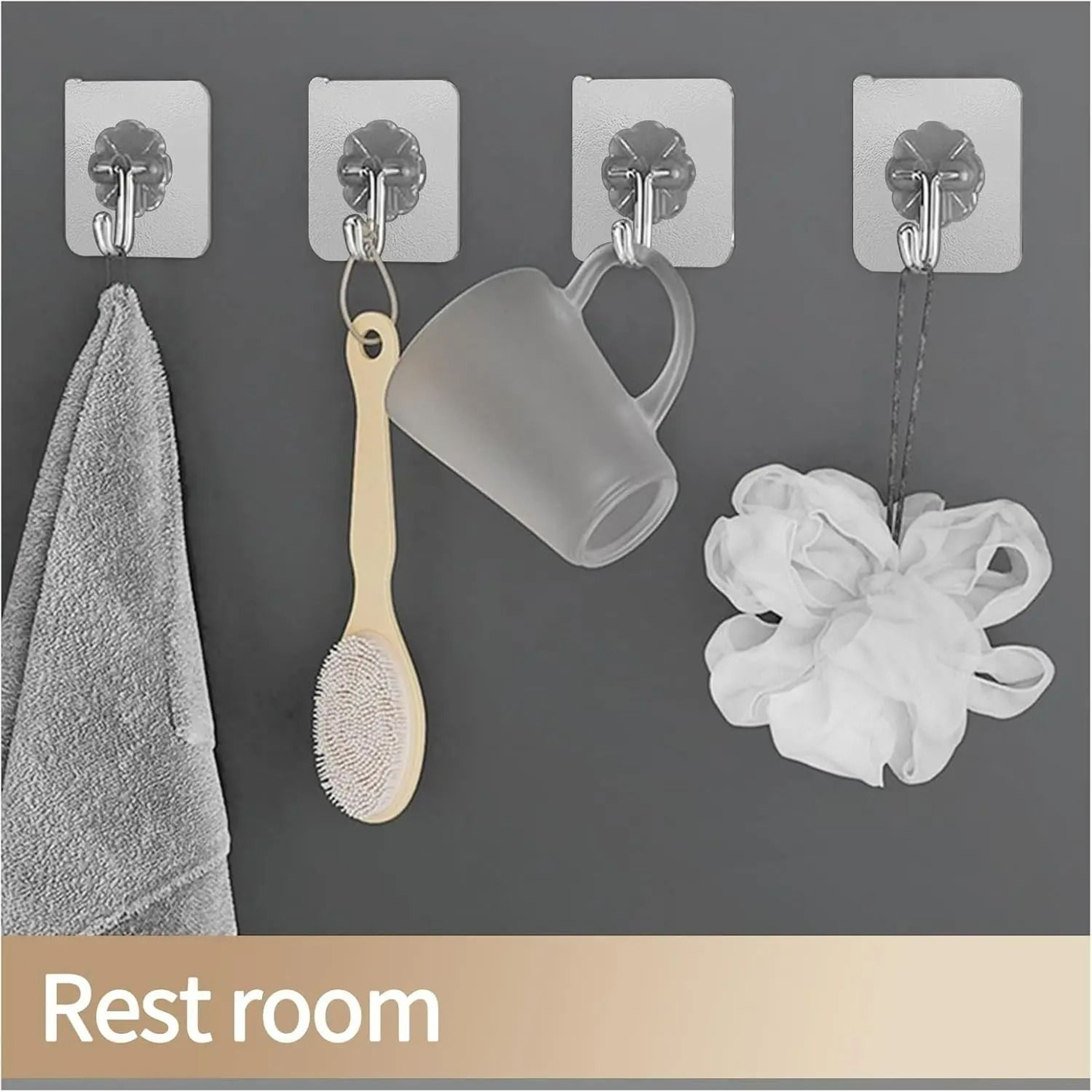 Minimalist Stainless Steel SelfAdhesive Wall Hooks 5Piece Set 4