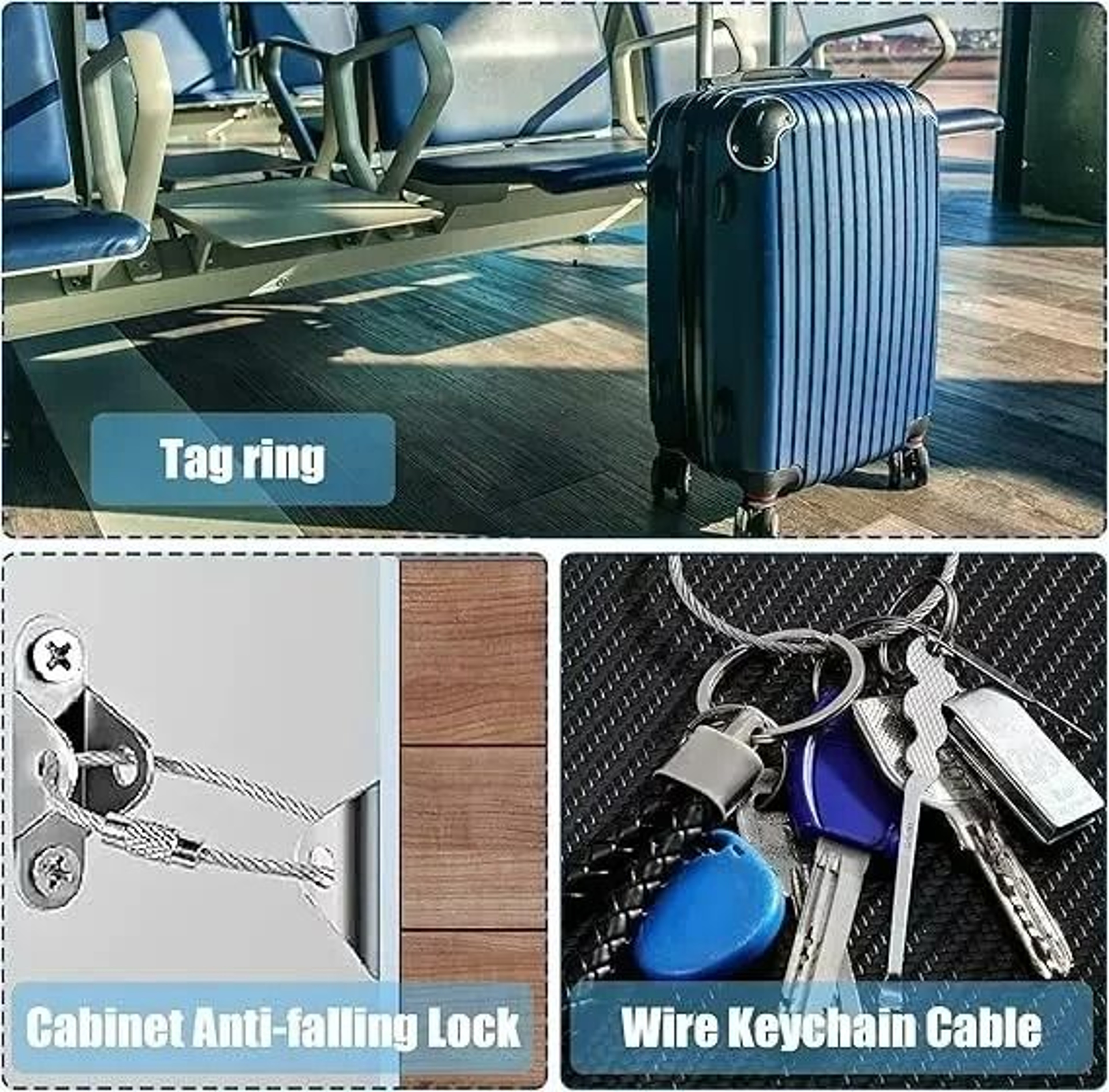 HeavyDuty Stainless Steel Wire Cable Keychains With Screw Lock 10Piece Set 2