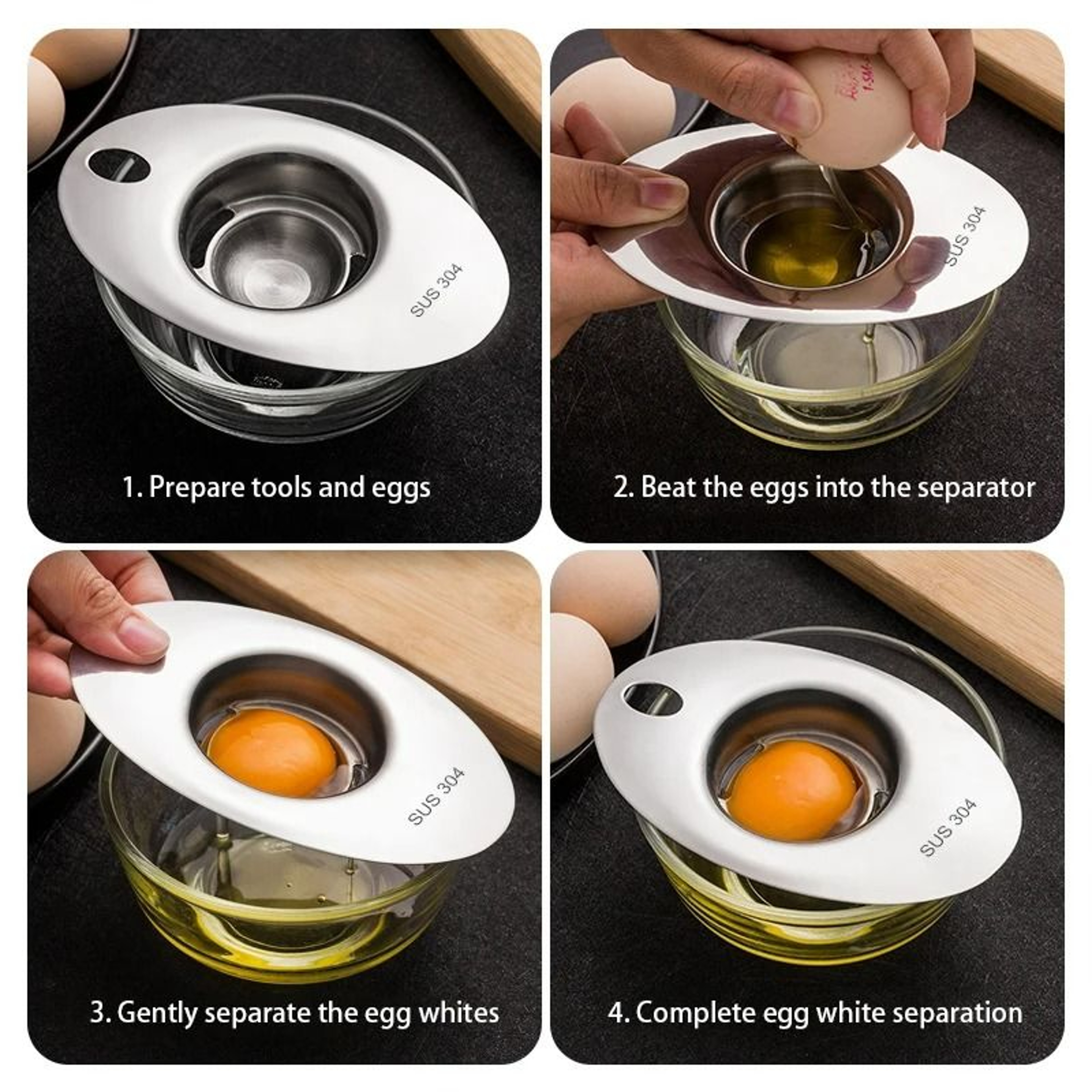 Premium Stainless Steel Egg White Separator Spoon 4