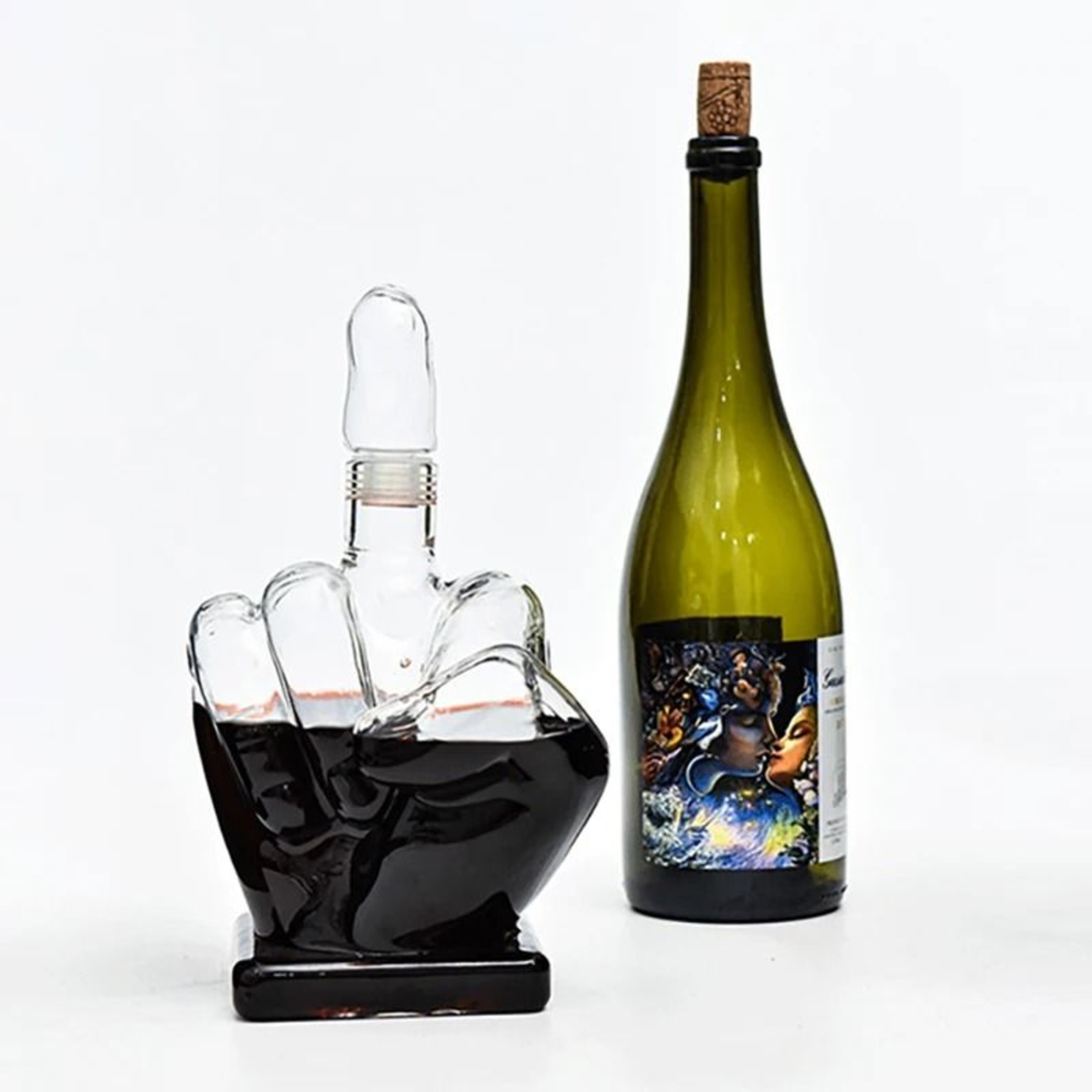 Flipping The Bird Middle Finger Glass Decanter 5