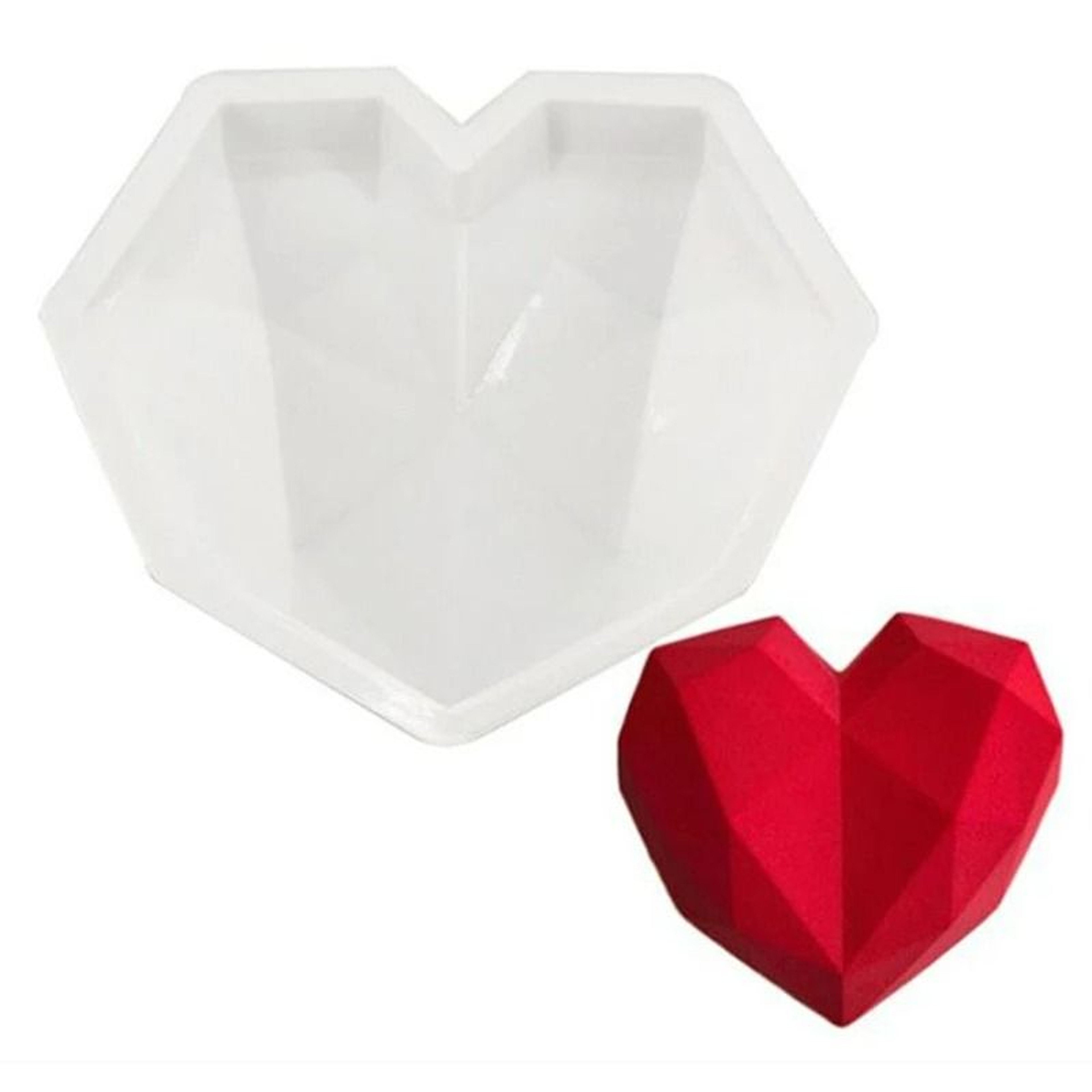 3D Diamond Heart Silicone Baking  Craft Mold 3