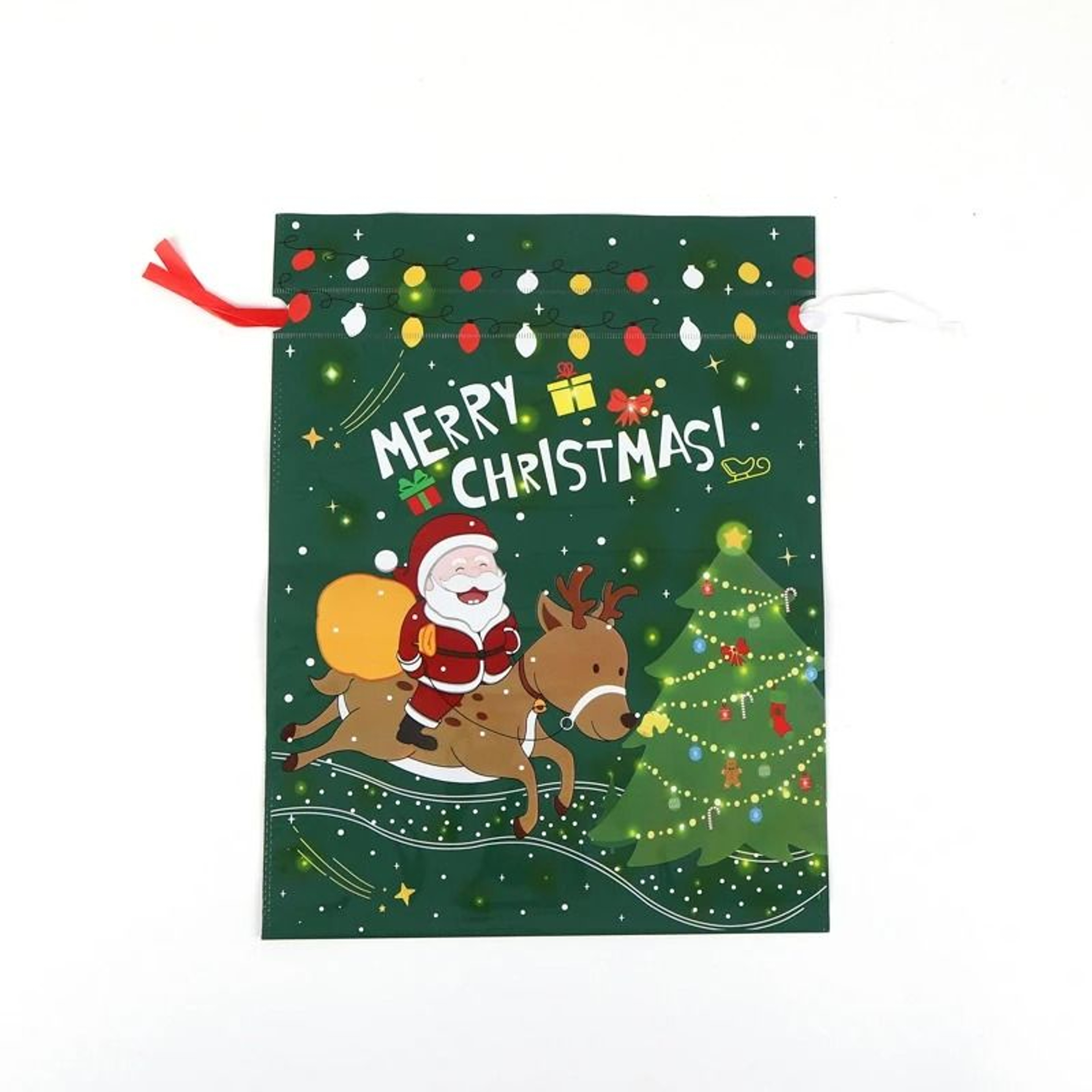 Metallic Drawstring Christmas Gift Bag Set 2