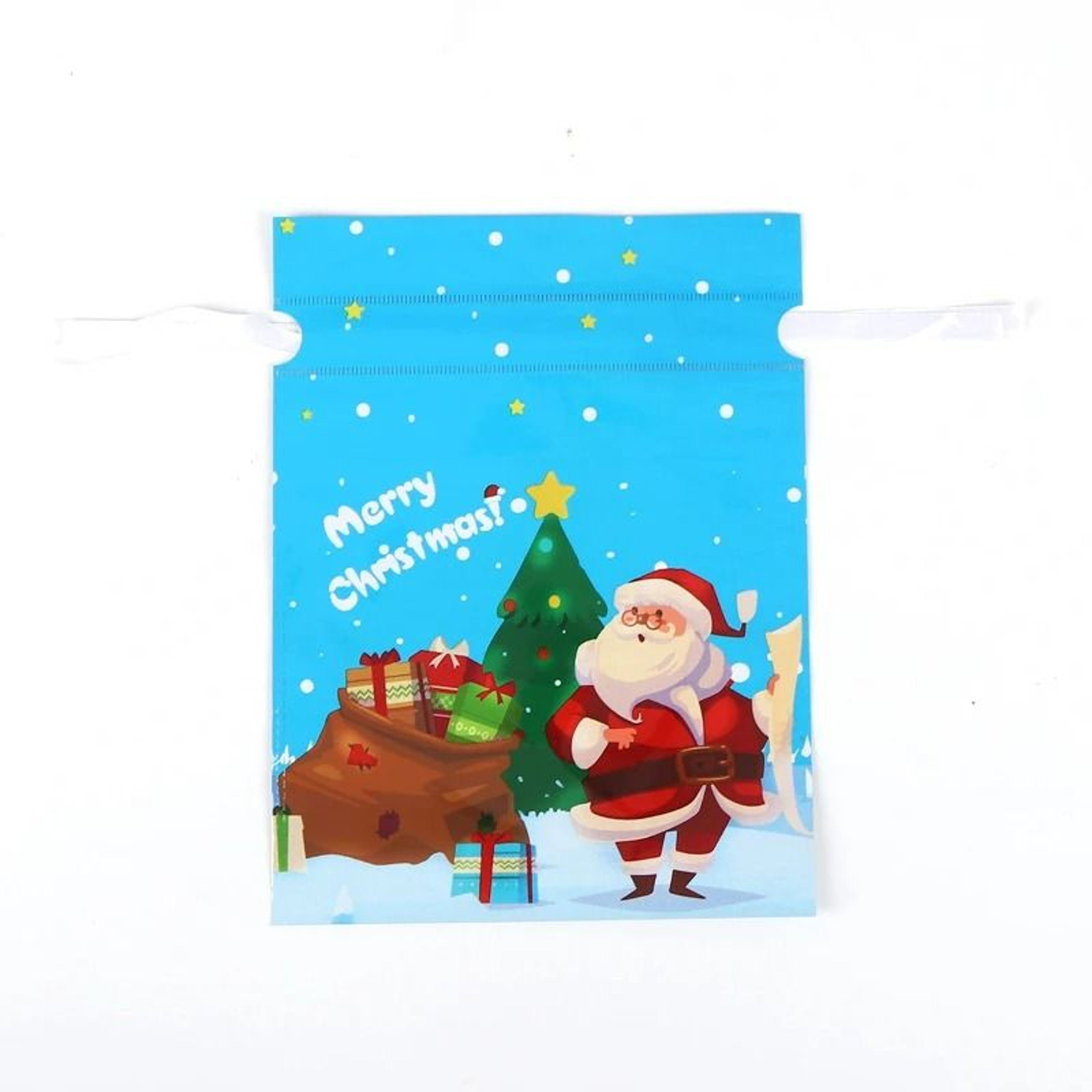 Metallic Drawstring Christmas Gift Bag Set 5