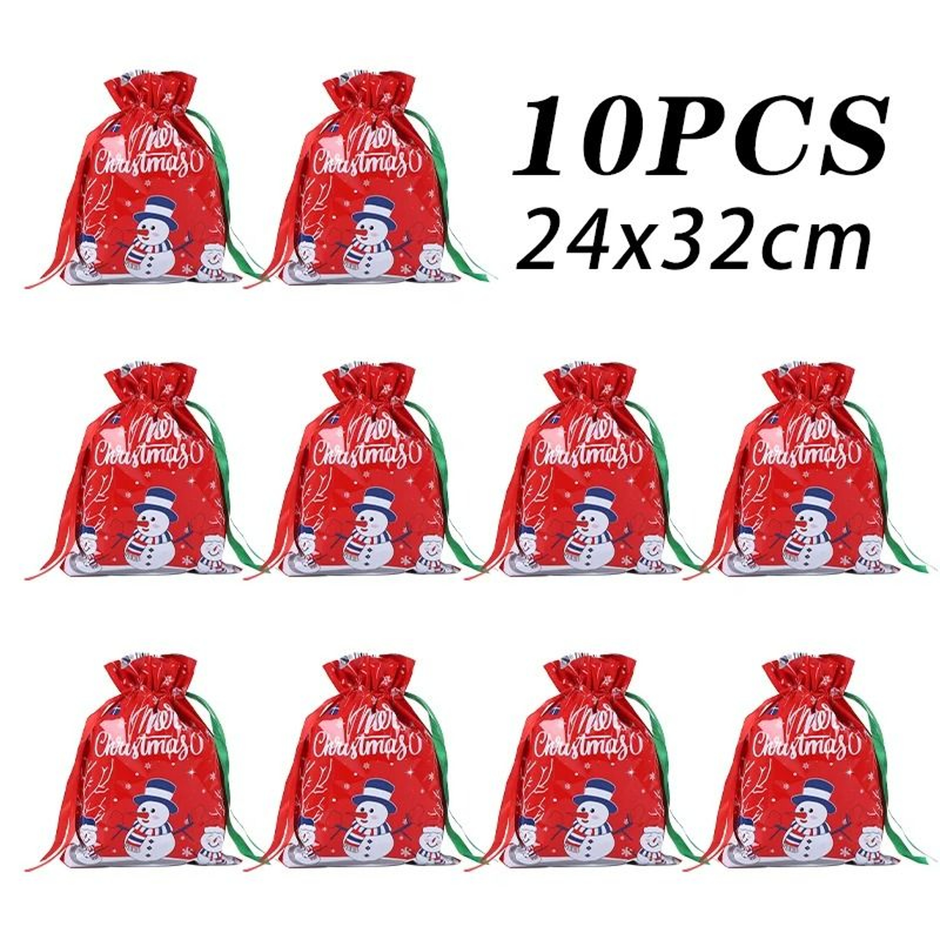 Metallic Drawstring Christmas Gift Bag Set 6