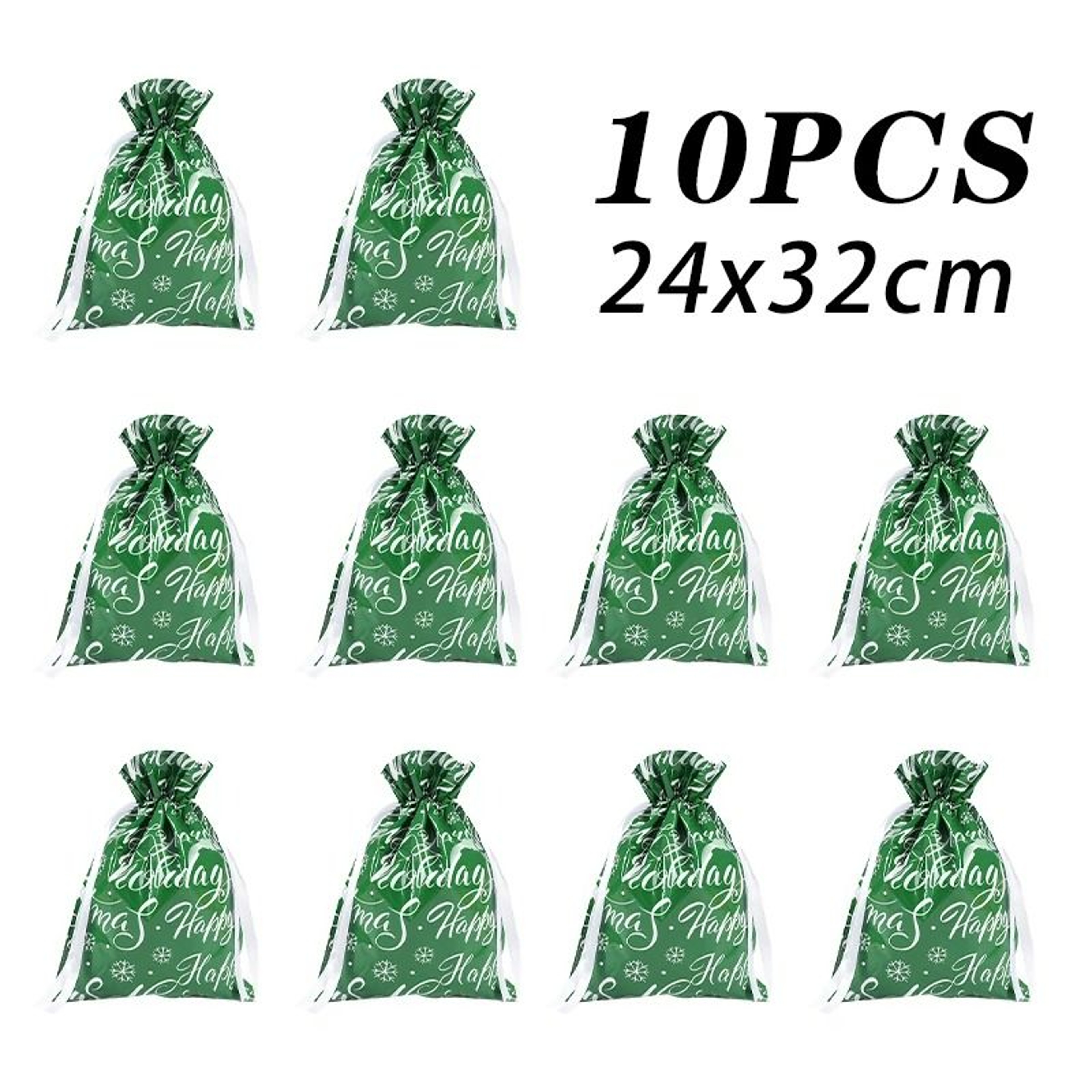 Metallic Drawstring Christmas Gift Bag Set 12