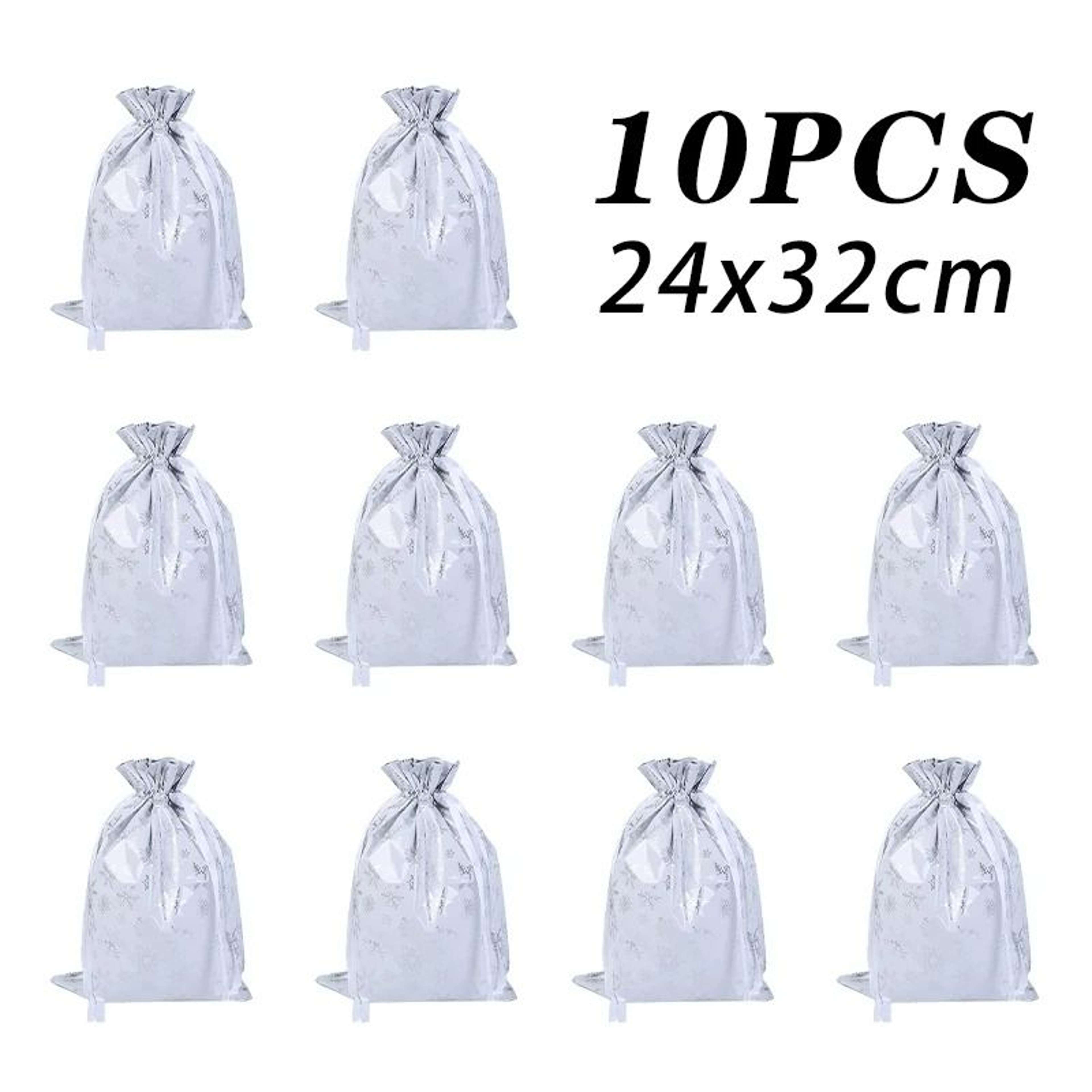 Metallic Drawstring Christmas Gift Bag Set 13