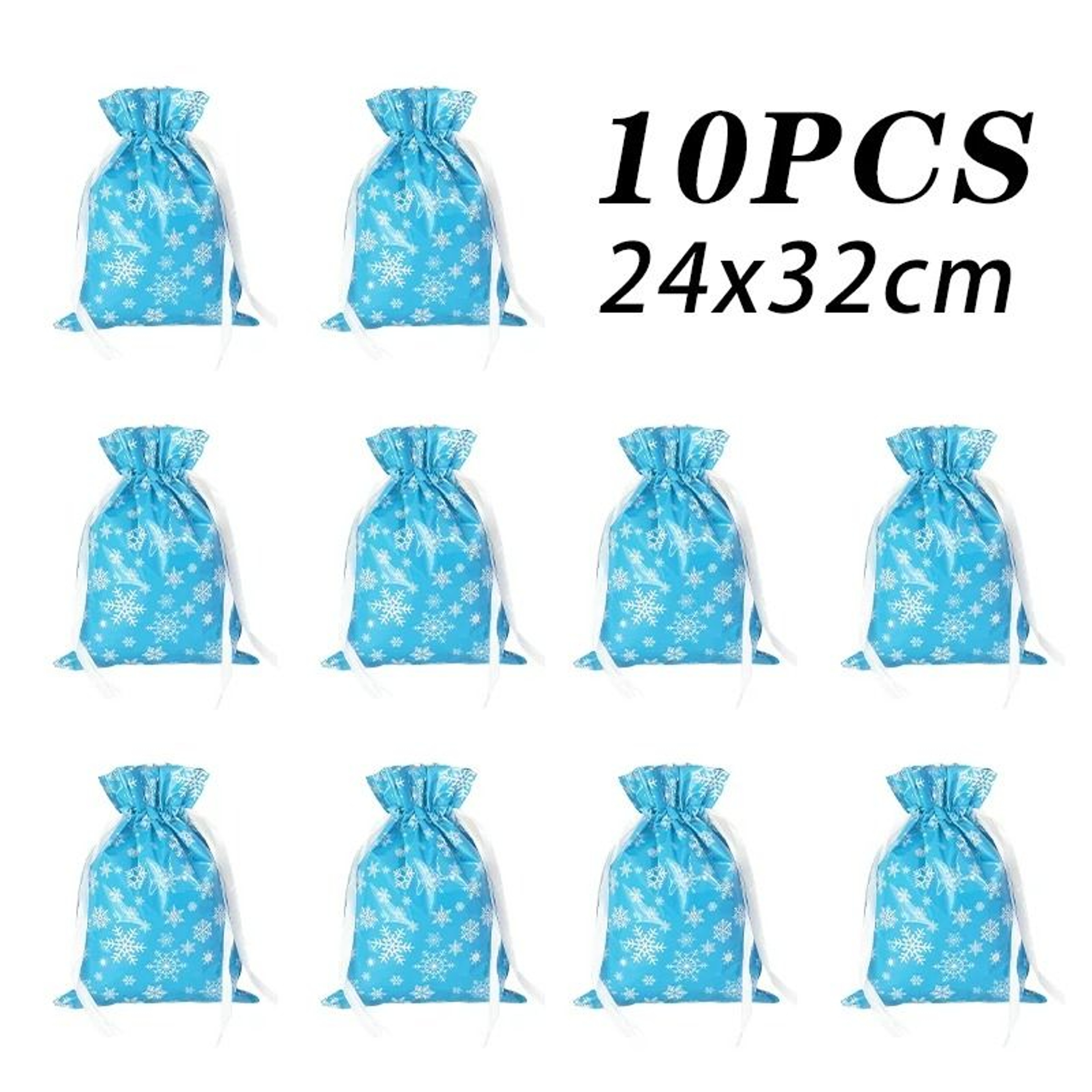 Metallic Drawstring Christmas Gift Bag Set 16
