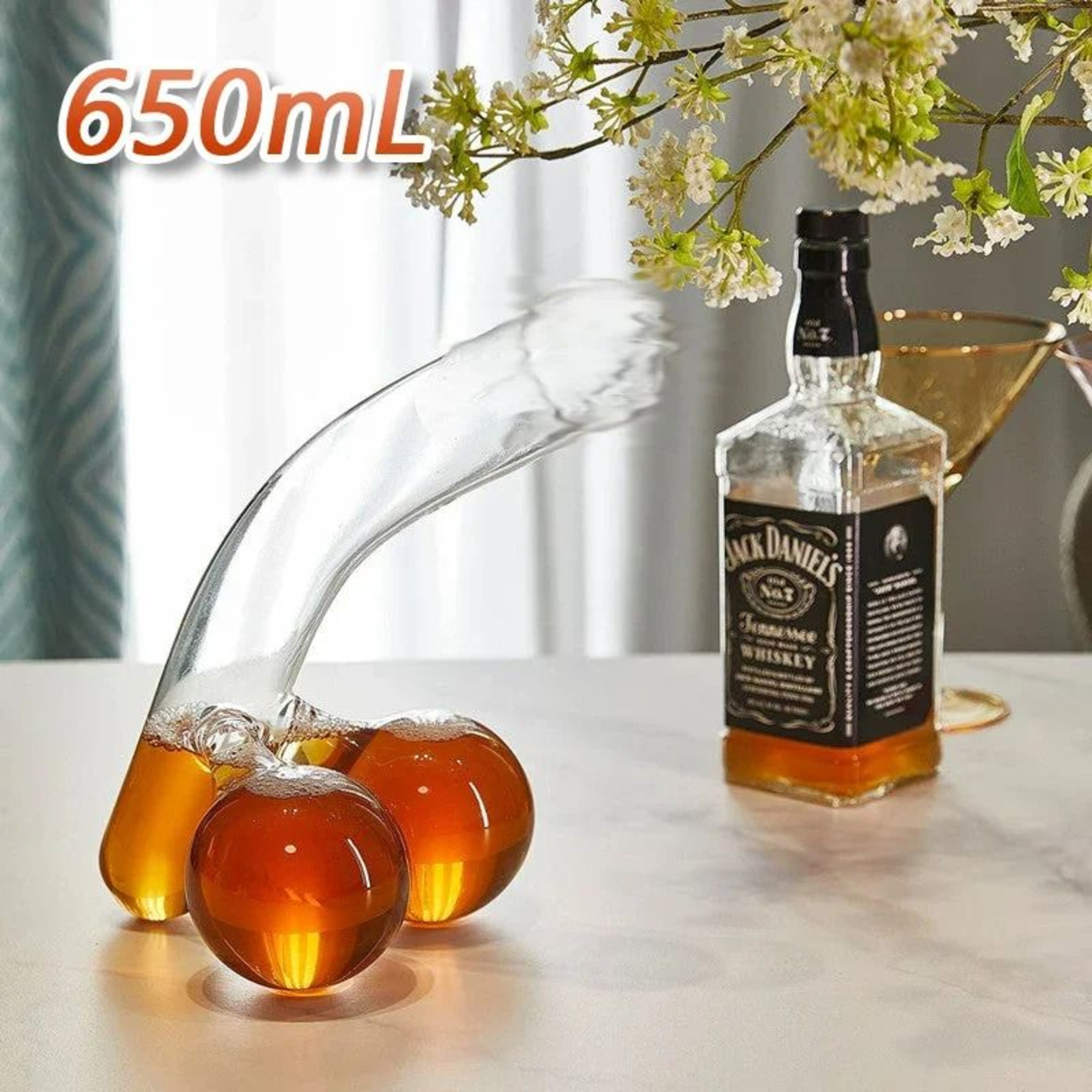 Premium Big Bird Flipping The Bird Middle Finger Glass Decanter 0