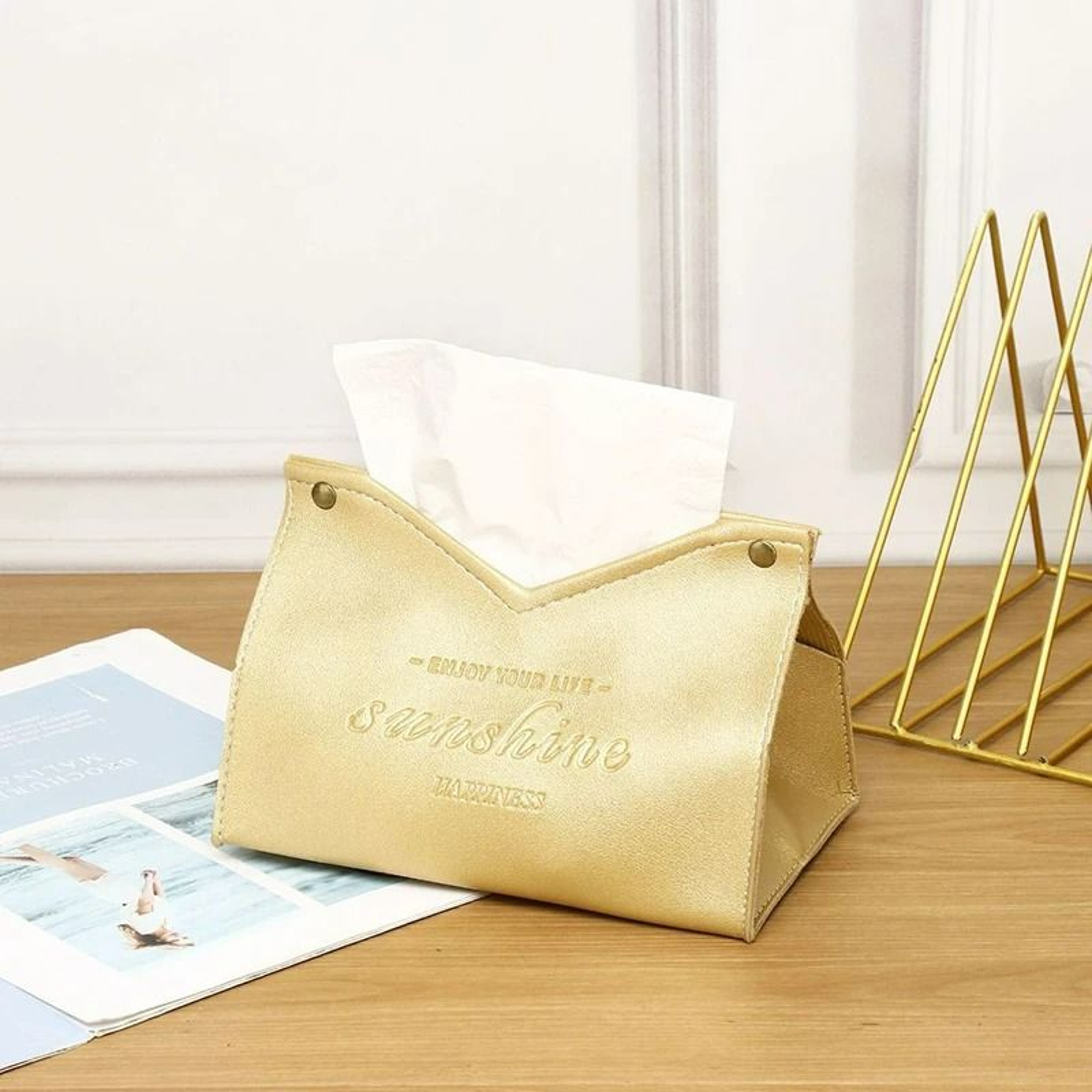 PU Leather VShaped Napkin  Tissue Storage Box 9