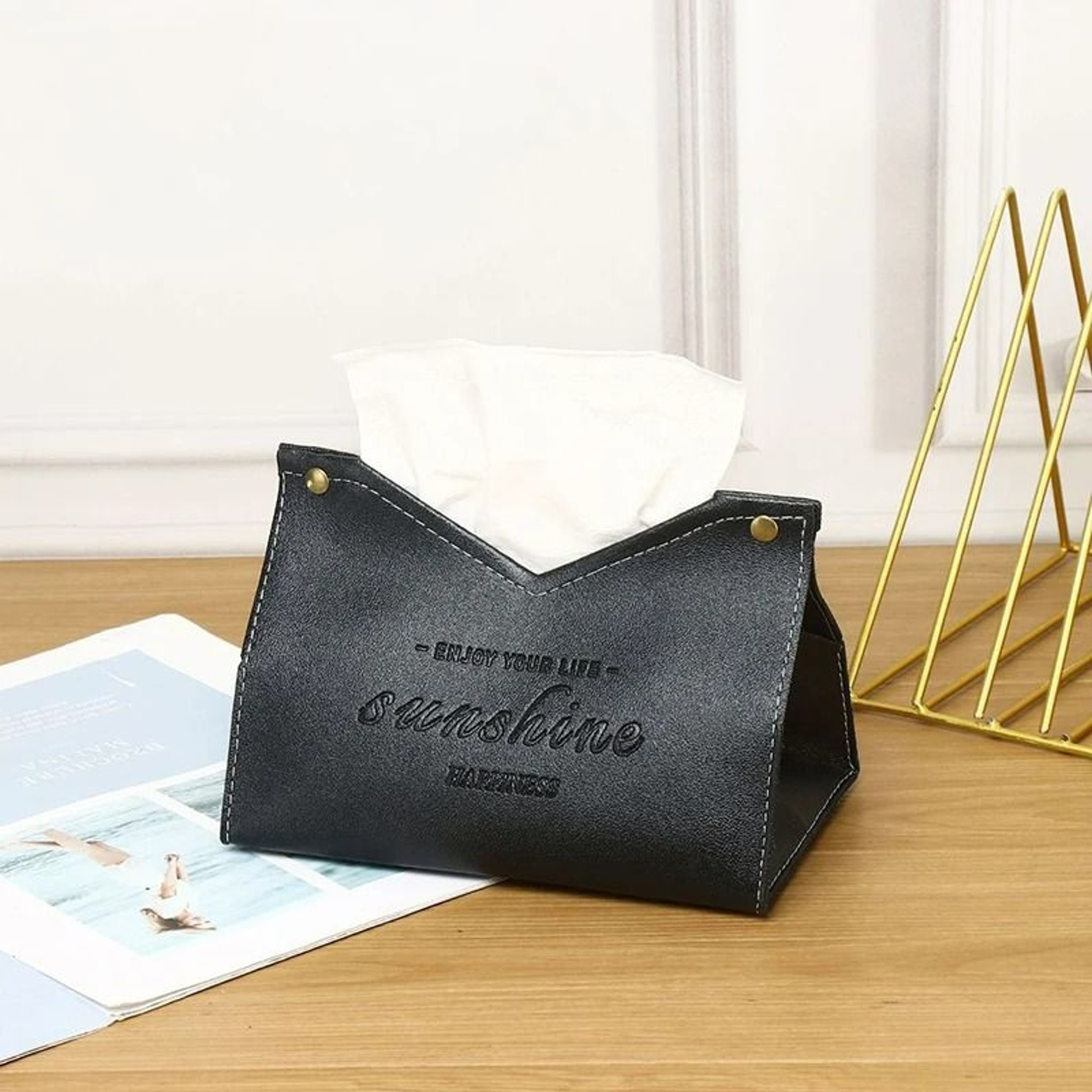 PU Leather VShaped Napkin  Tissue Storage Box 10
