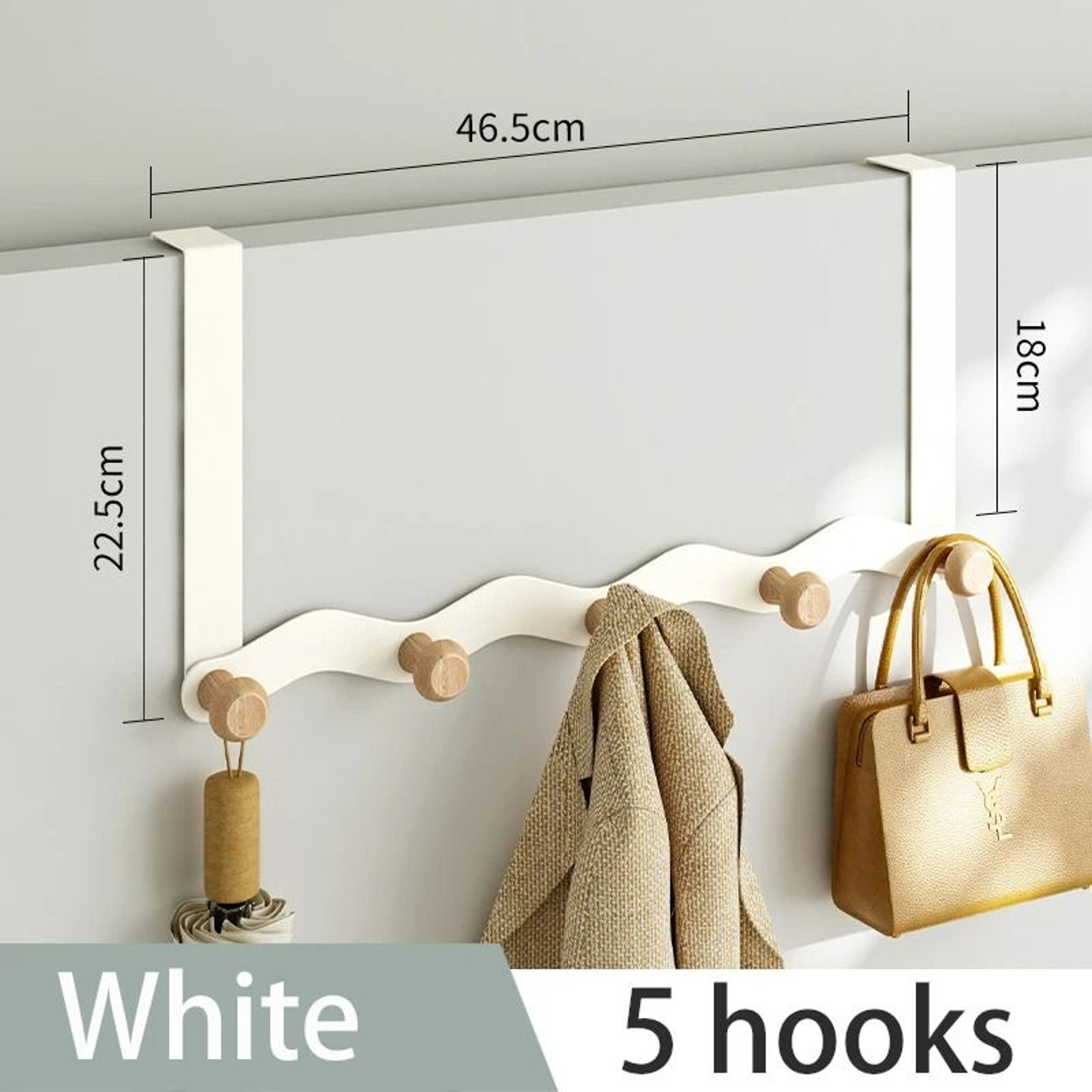 WaveShape OvertheDoor Iron  Raw Wood Organizer Rack 9
