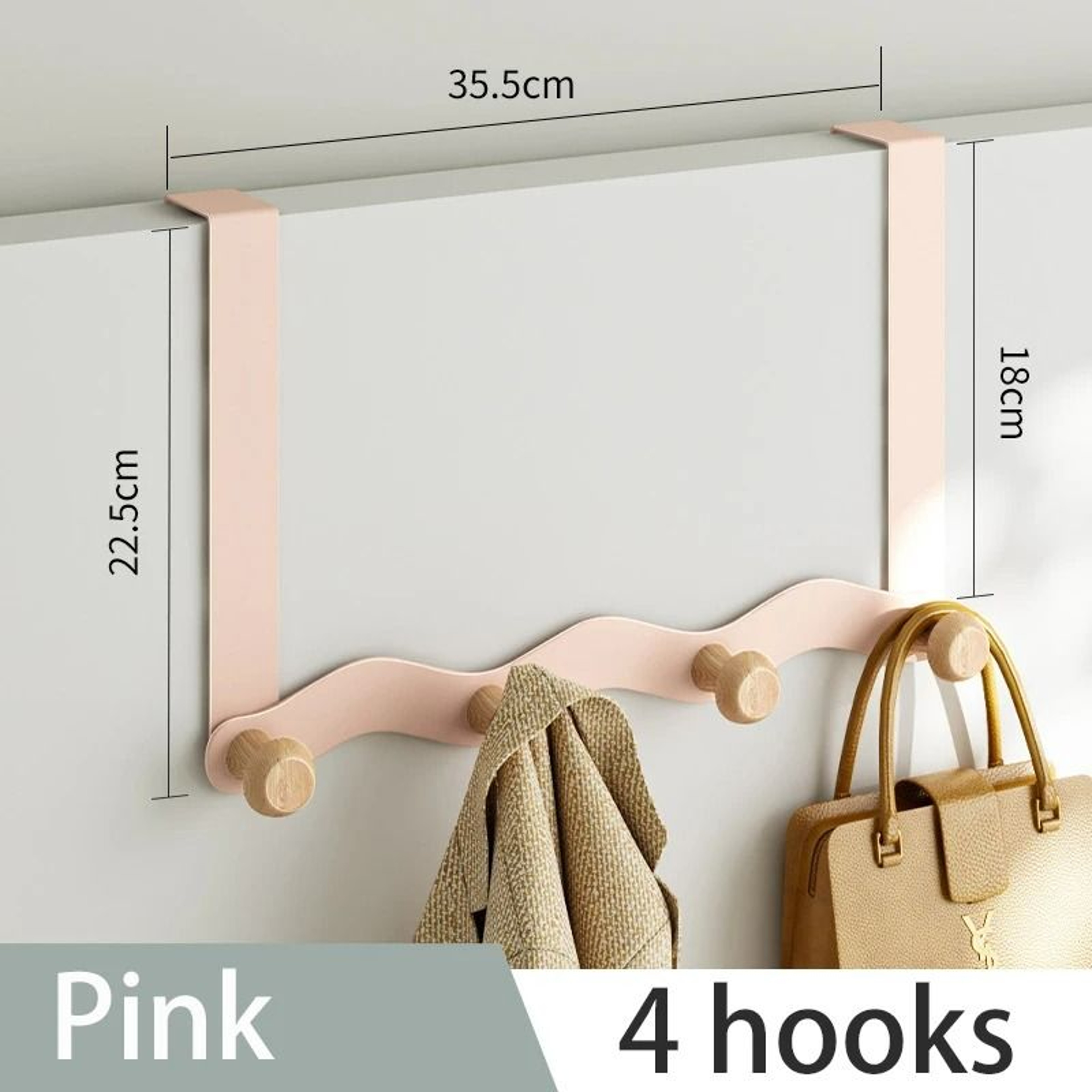WaveShape OvertheDoor Iron  Raw Wood Organizer Rack 11