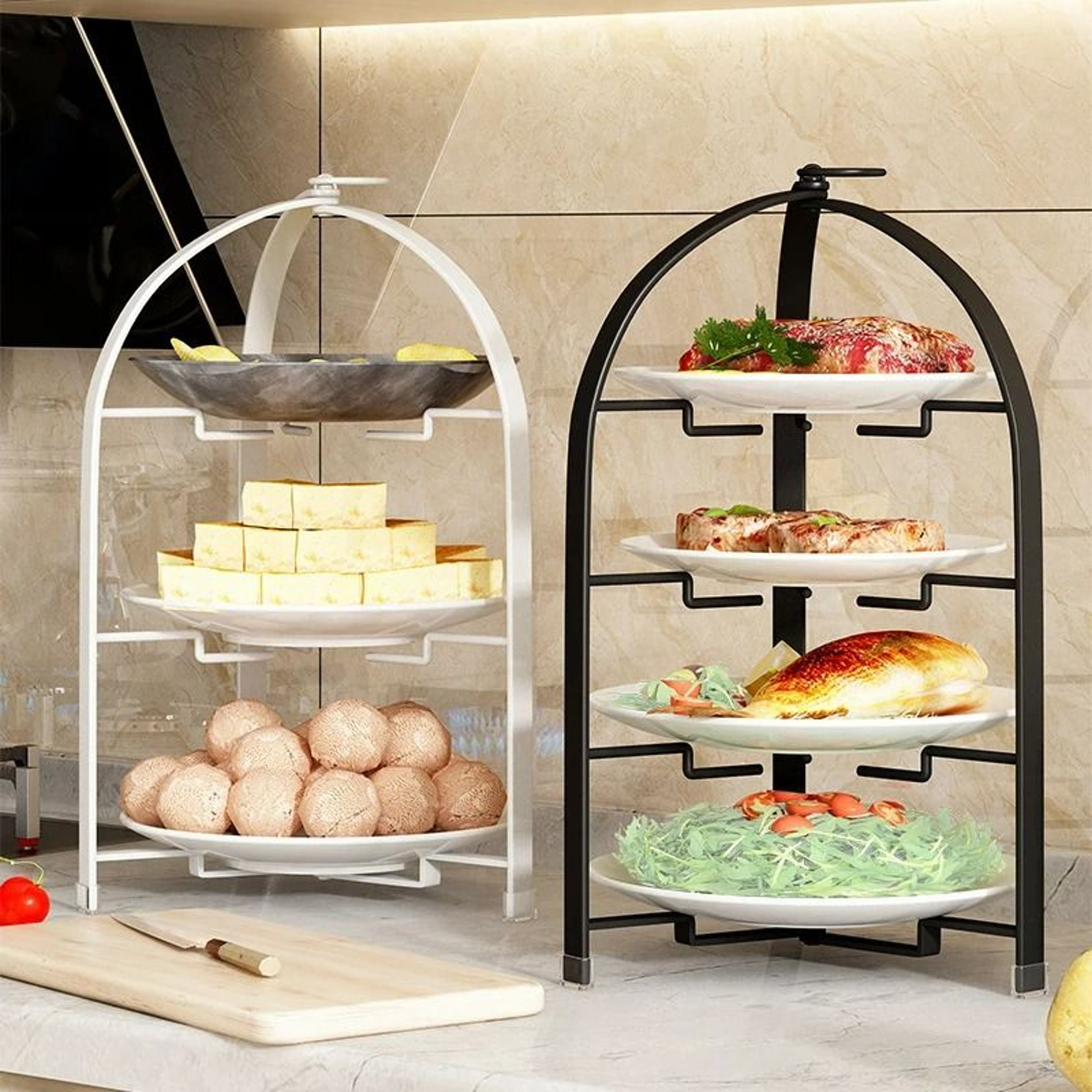 Foldable 34Layer Kitchen Side Dish Storage  Prep Rack 2