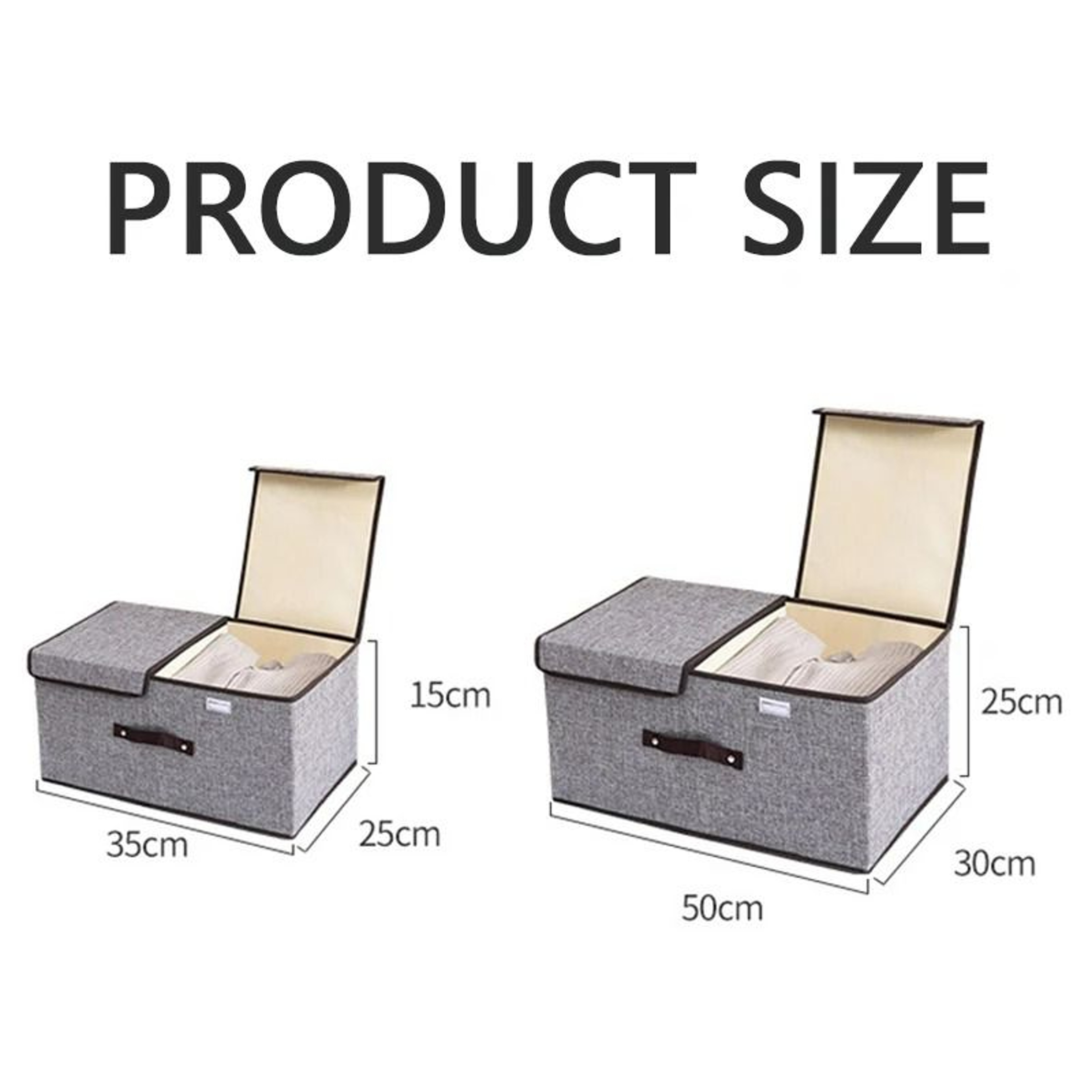 Cotton Fabric Foldable Storage Box With Dual Double Lids 2