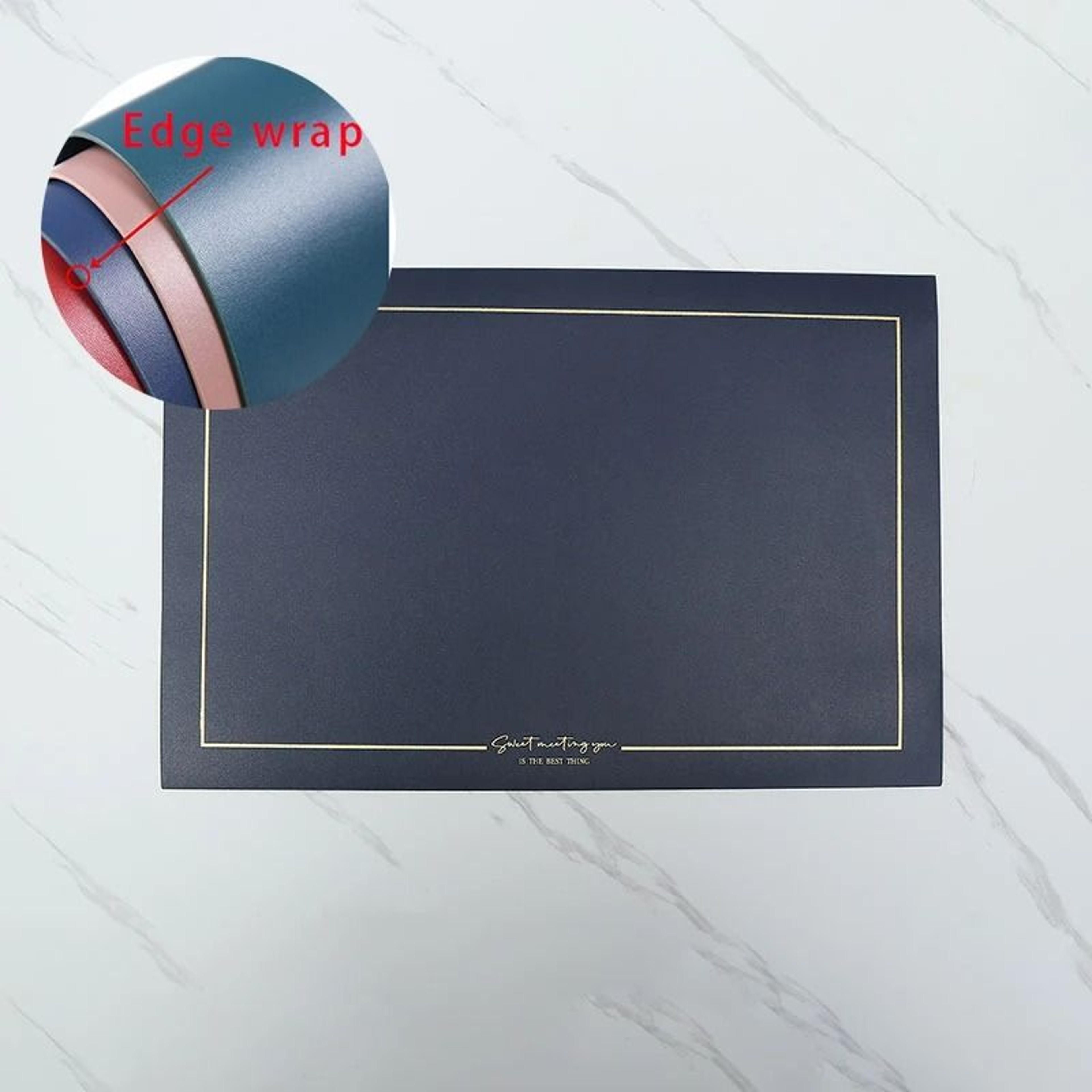 Rectangular PU Leather Waterproof Placemat  Coaster Set 19