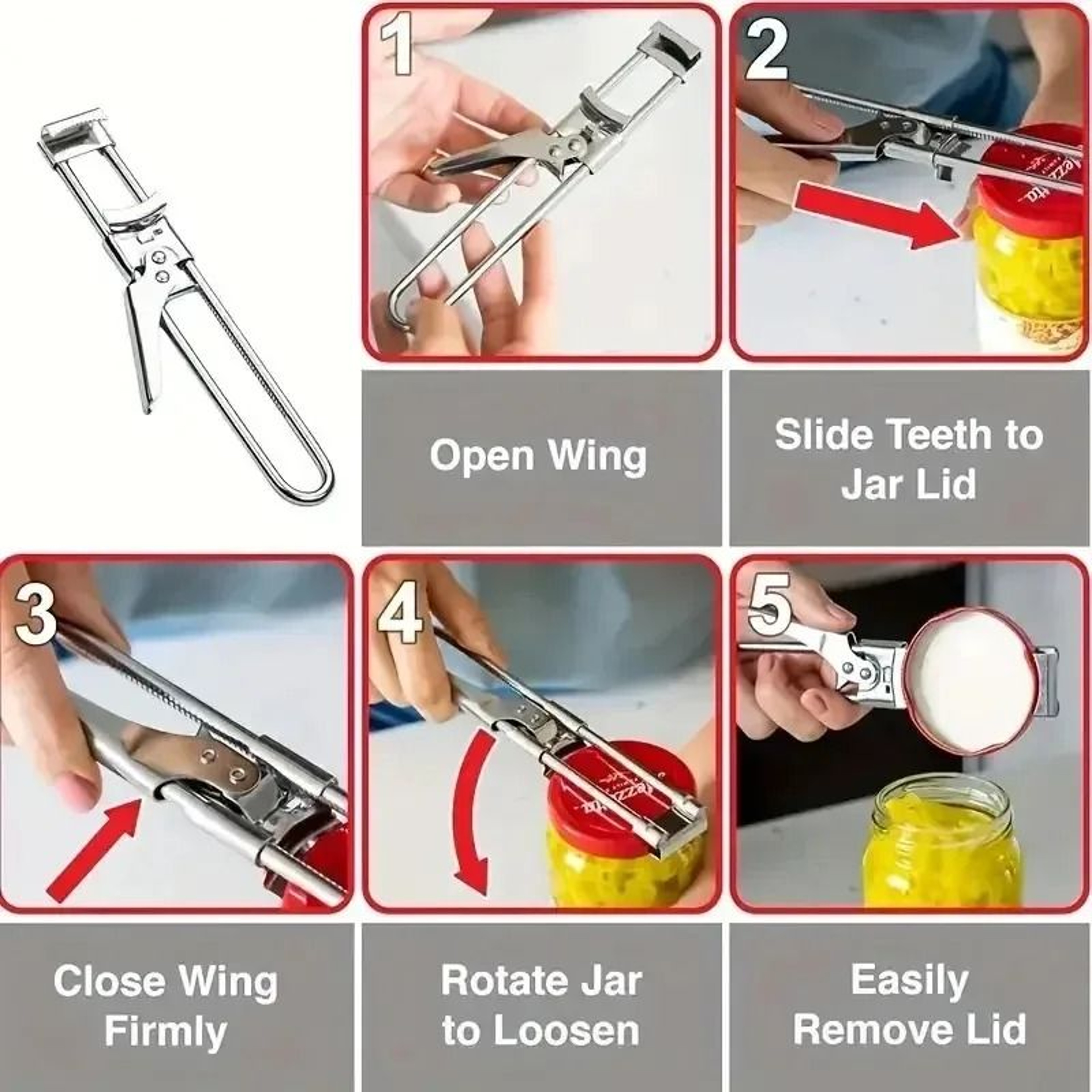 Adjustable MultiFunction Stainless Steel Jar Opener 4