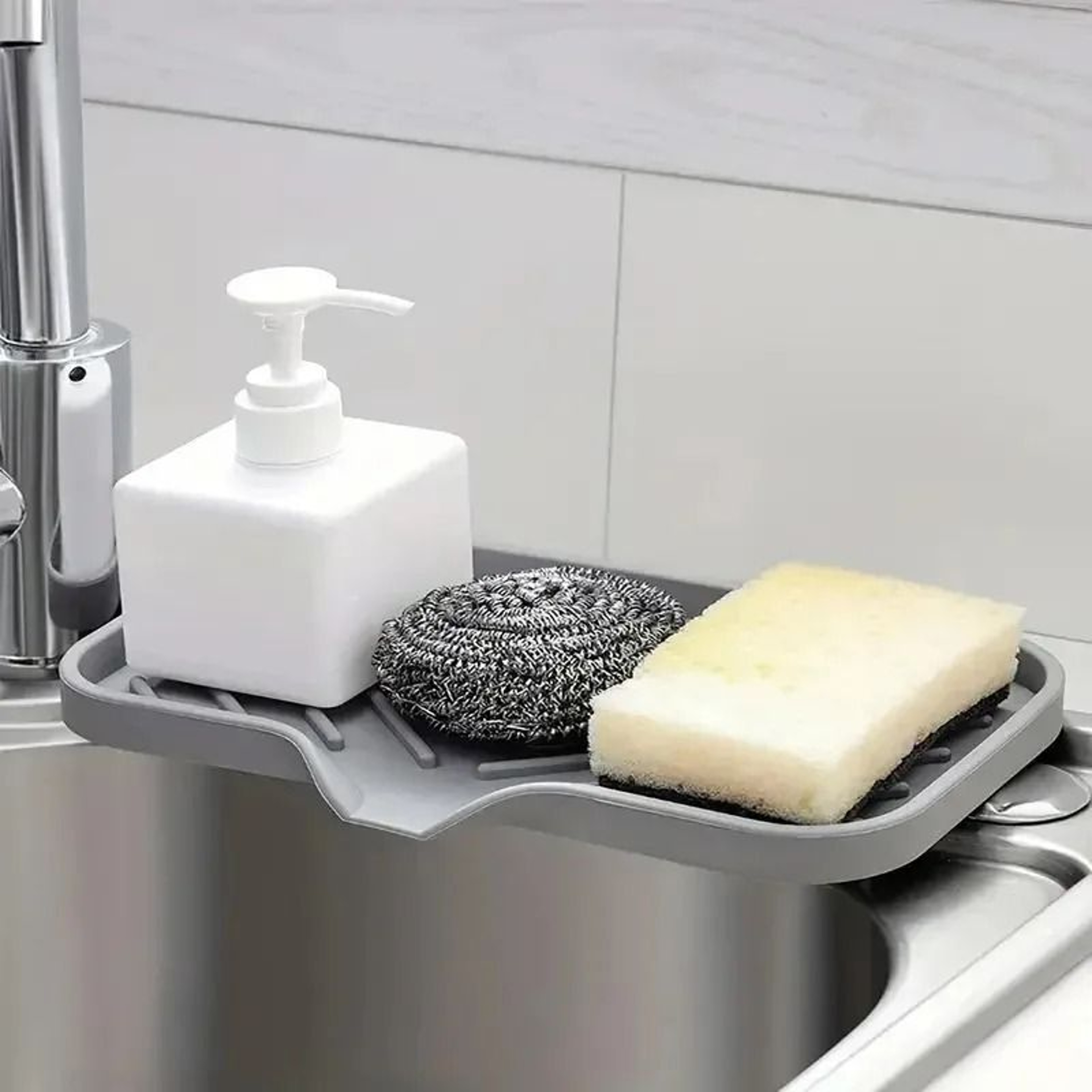 Self Draining Silicone Sink Organizer Tray 2