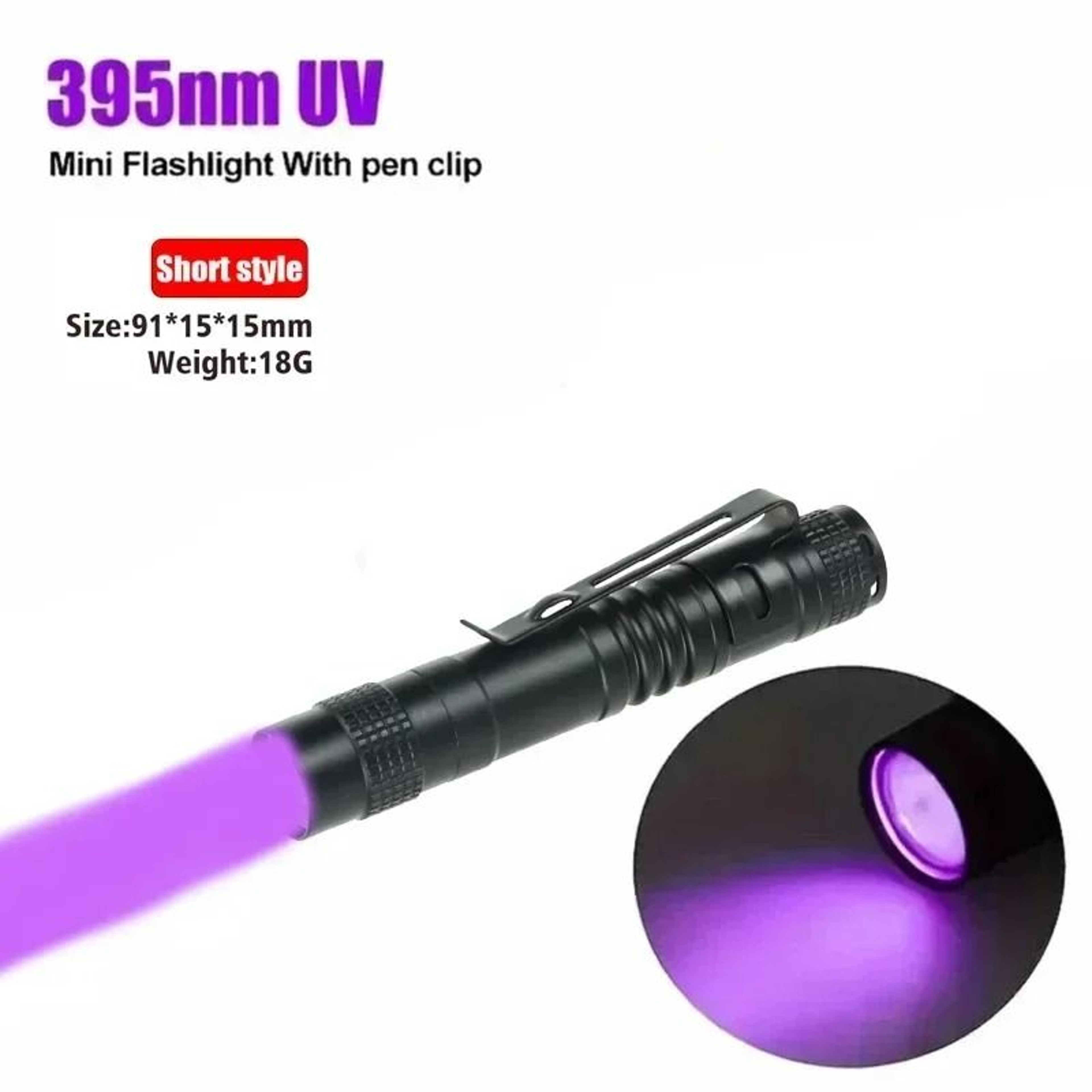 395nm Portable UV Flashlight  Inspection Torch 8