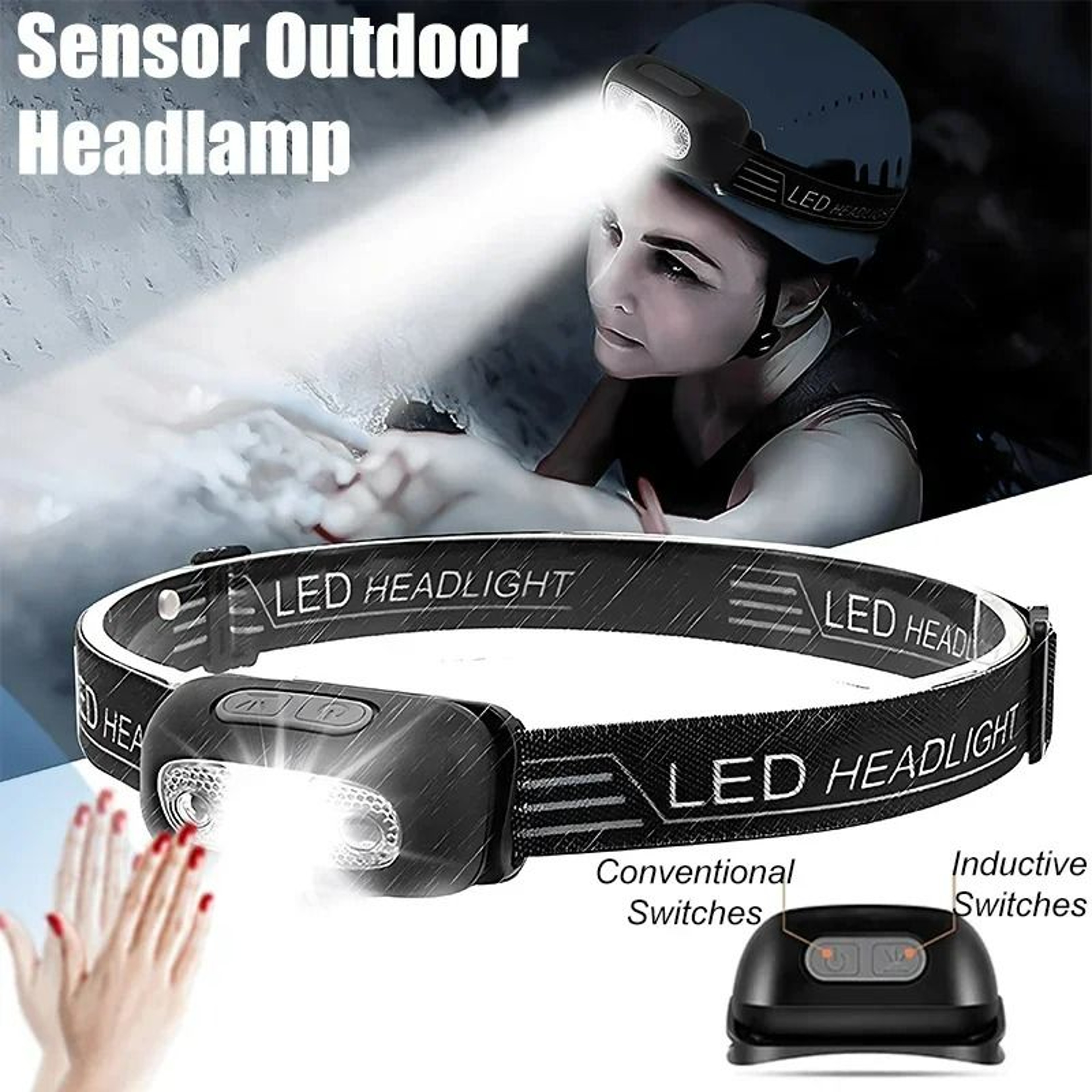 HandsFree Induction LED Headlamp 0